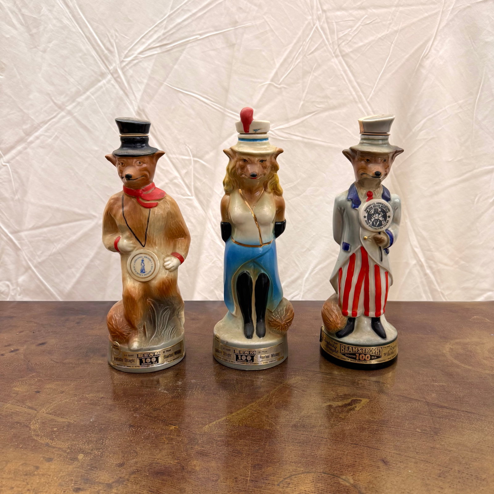 (Lot of) 3 Jim Beam Regal China Fox Decanters, incl Uncle Sam (1 of 4)