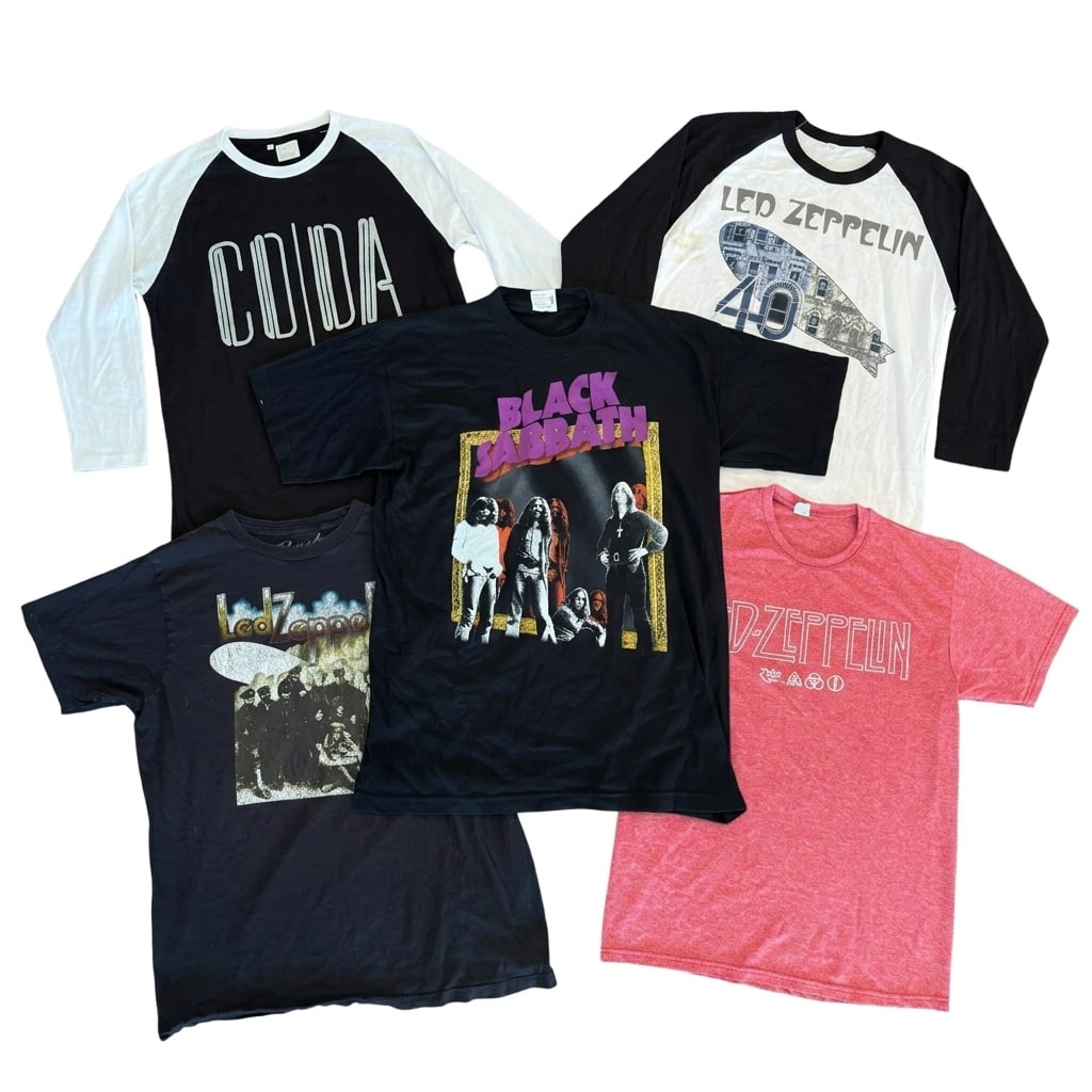 4 Led Zeppelin and 1 Black Sabbath tees (1 of 6)
