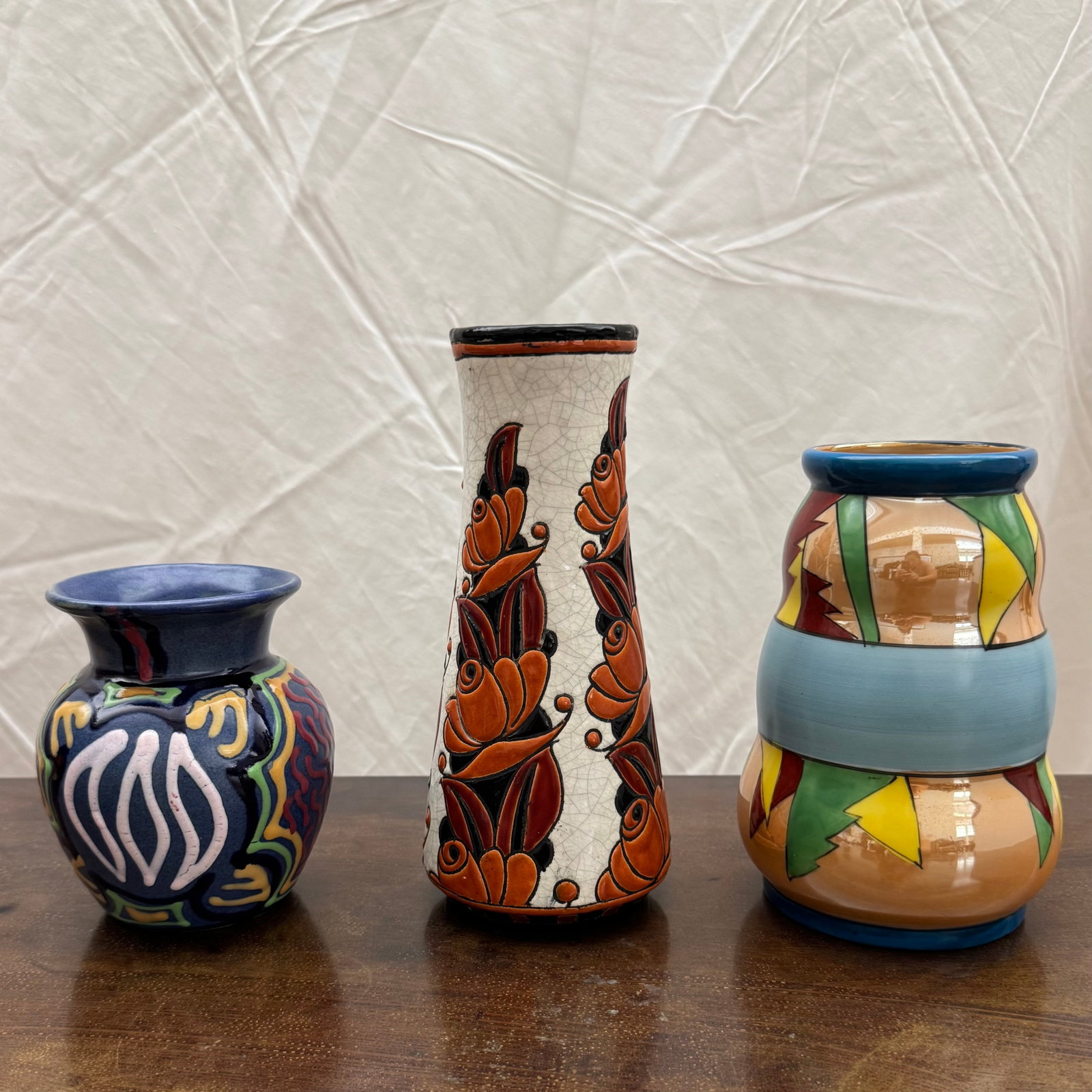 (Lot of) 3 Pottery Vessels incl. an Art Deco Boch Freres Keramis Vase (1 of 10)