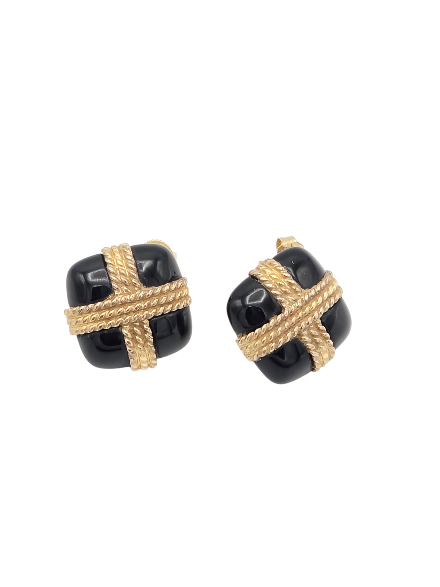 Pair of Onyx, 14k, Sterling Silver Earrings, Tiffany & Co. (1 of 6)