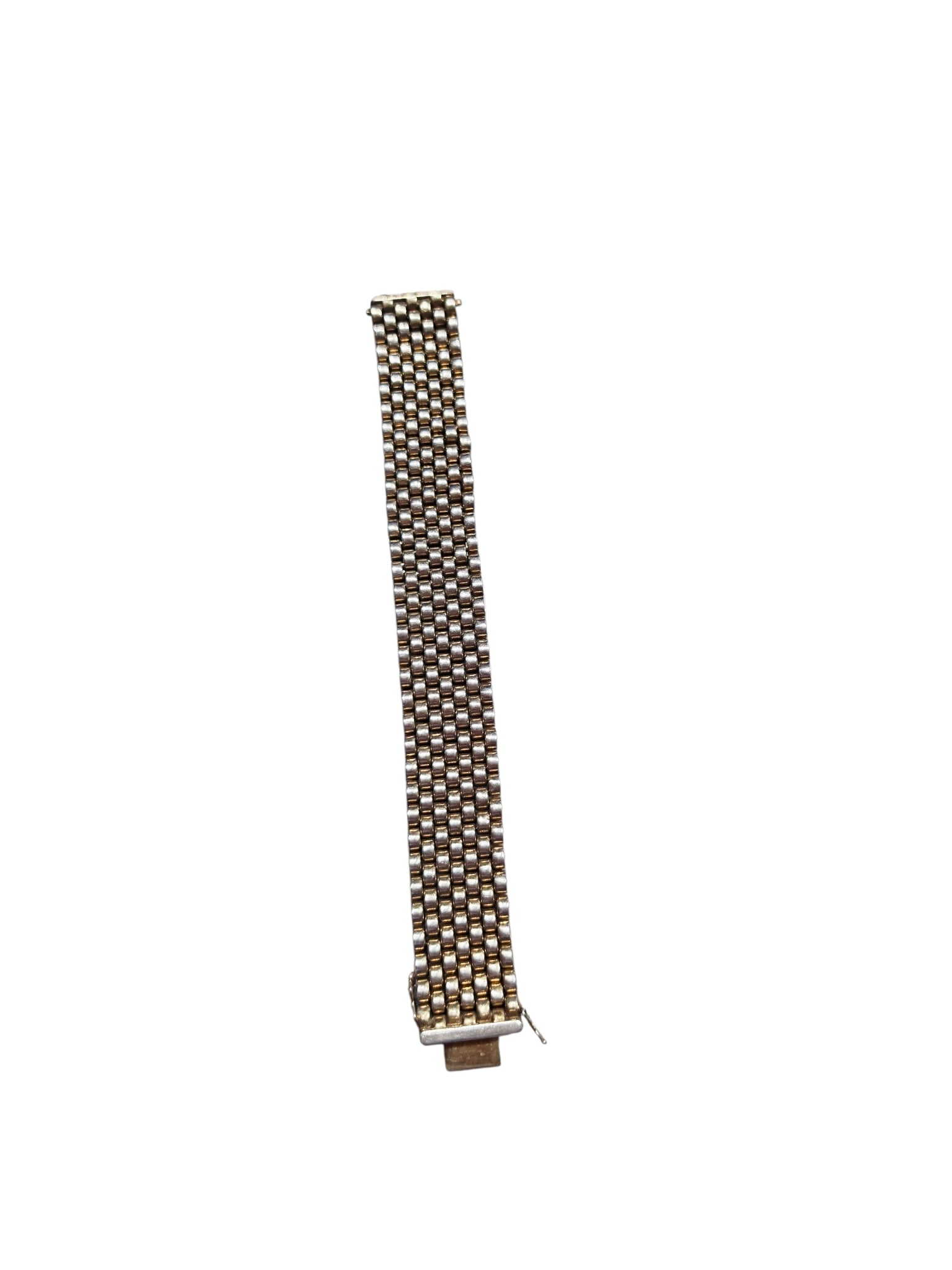Sterling Silver, Brick Link Bracelet: A sterling silver, brick link articulated bracelet featuring 7 rows of links, secured with a box clasp and two security catches, stamped .925. Gross weight is approximately 57.1 grams.