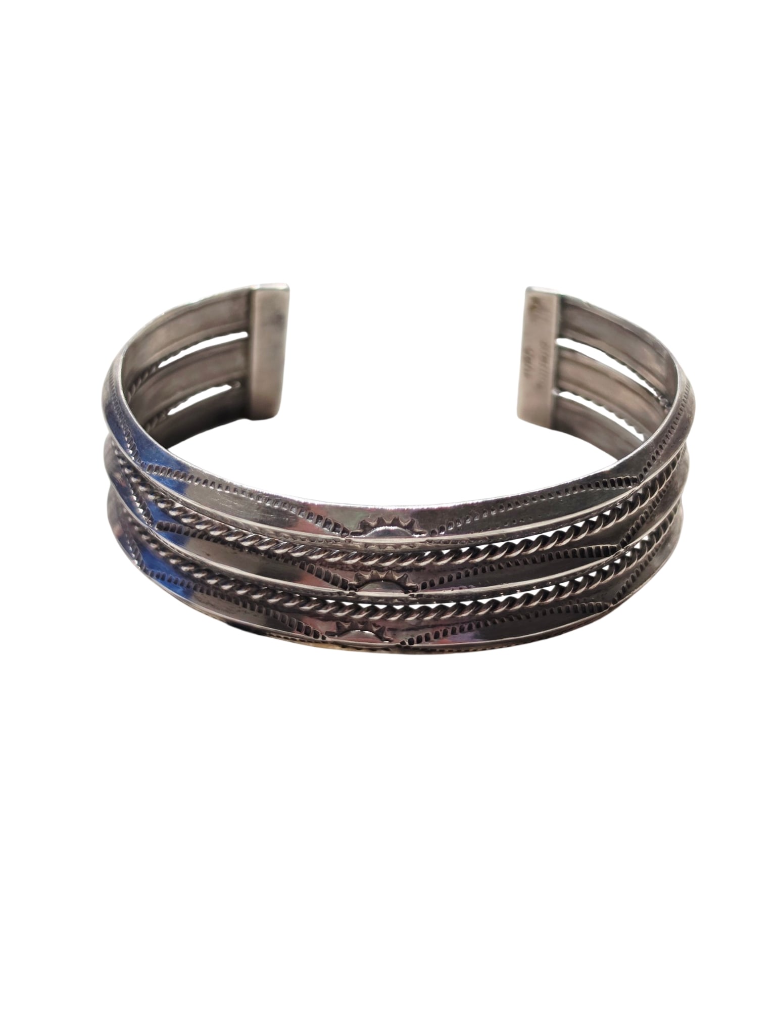 Navajo Sterling Silver Multi-Row Cuff Bracelet, Signed Gahe (1 of 1)