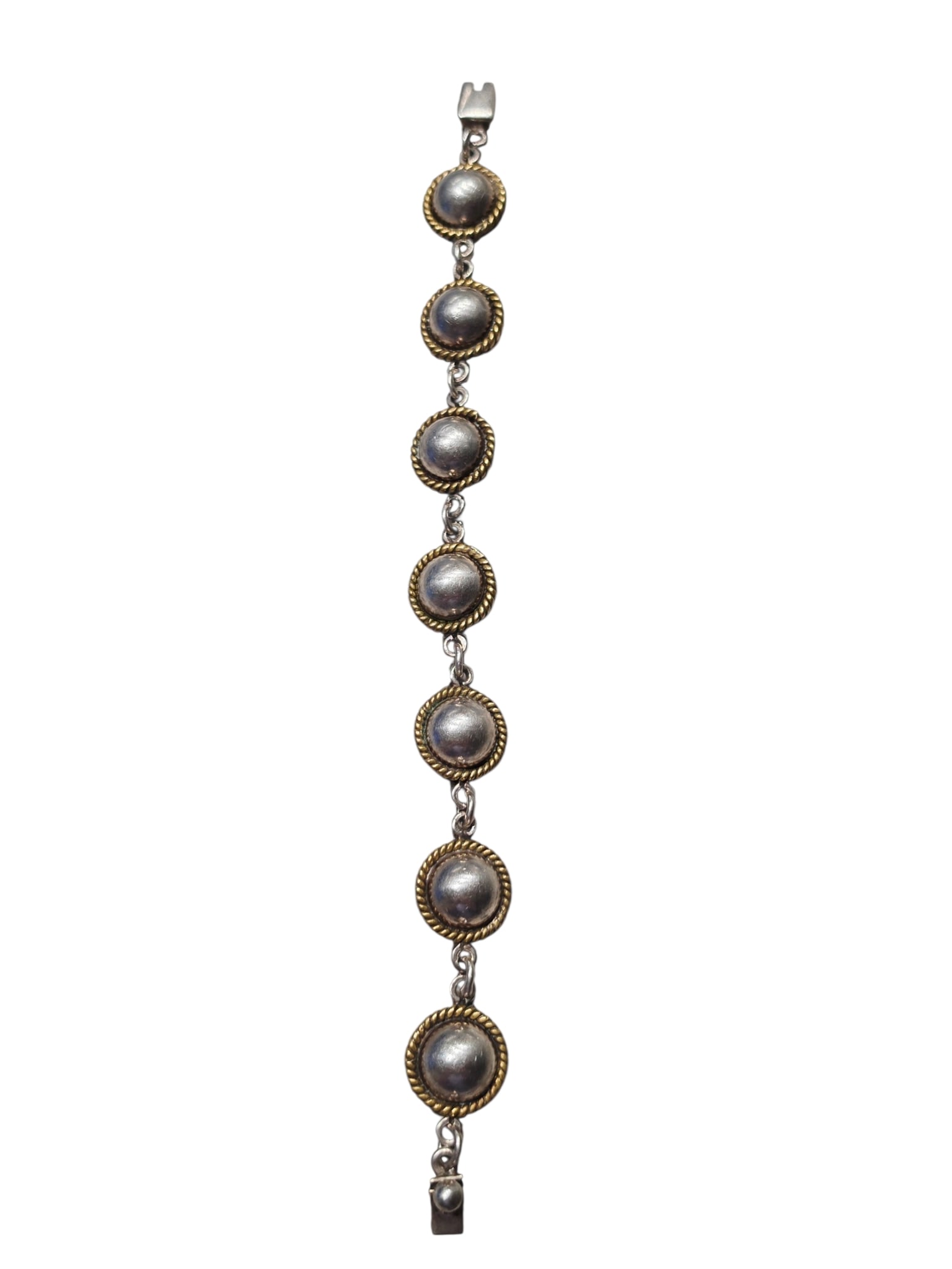 Sterling Silver and Brass Mixed Metal Dome Link Bracelet (1 of 1)
