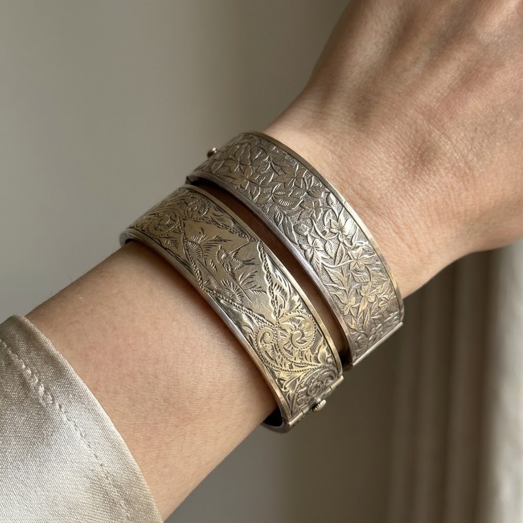 Two Victorian Sterling Silver Bracelets - 6