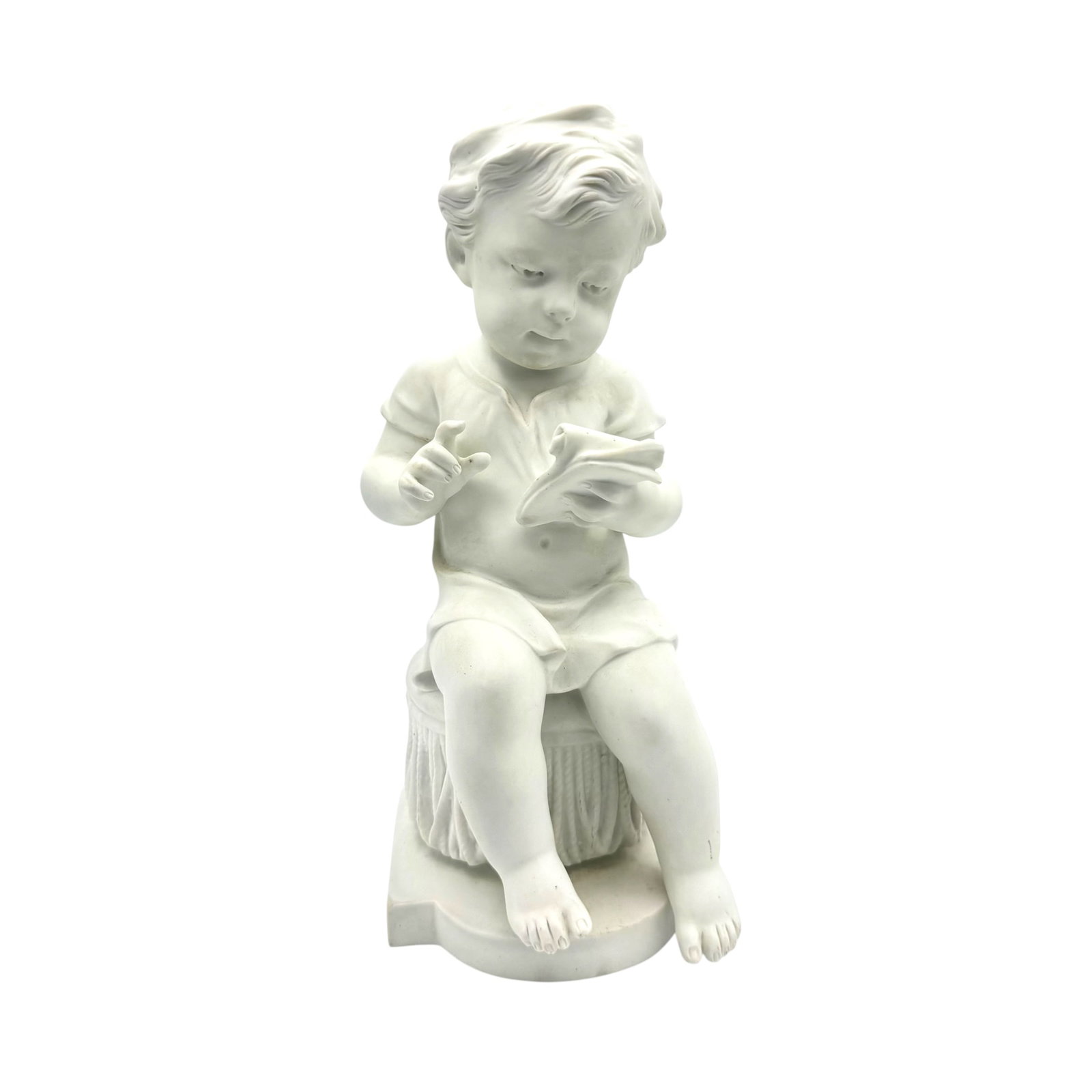 19th C. French Bisque Porcelain Figurine of Seated Child - Signed Lecorney (1 of 6)