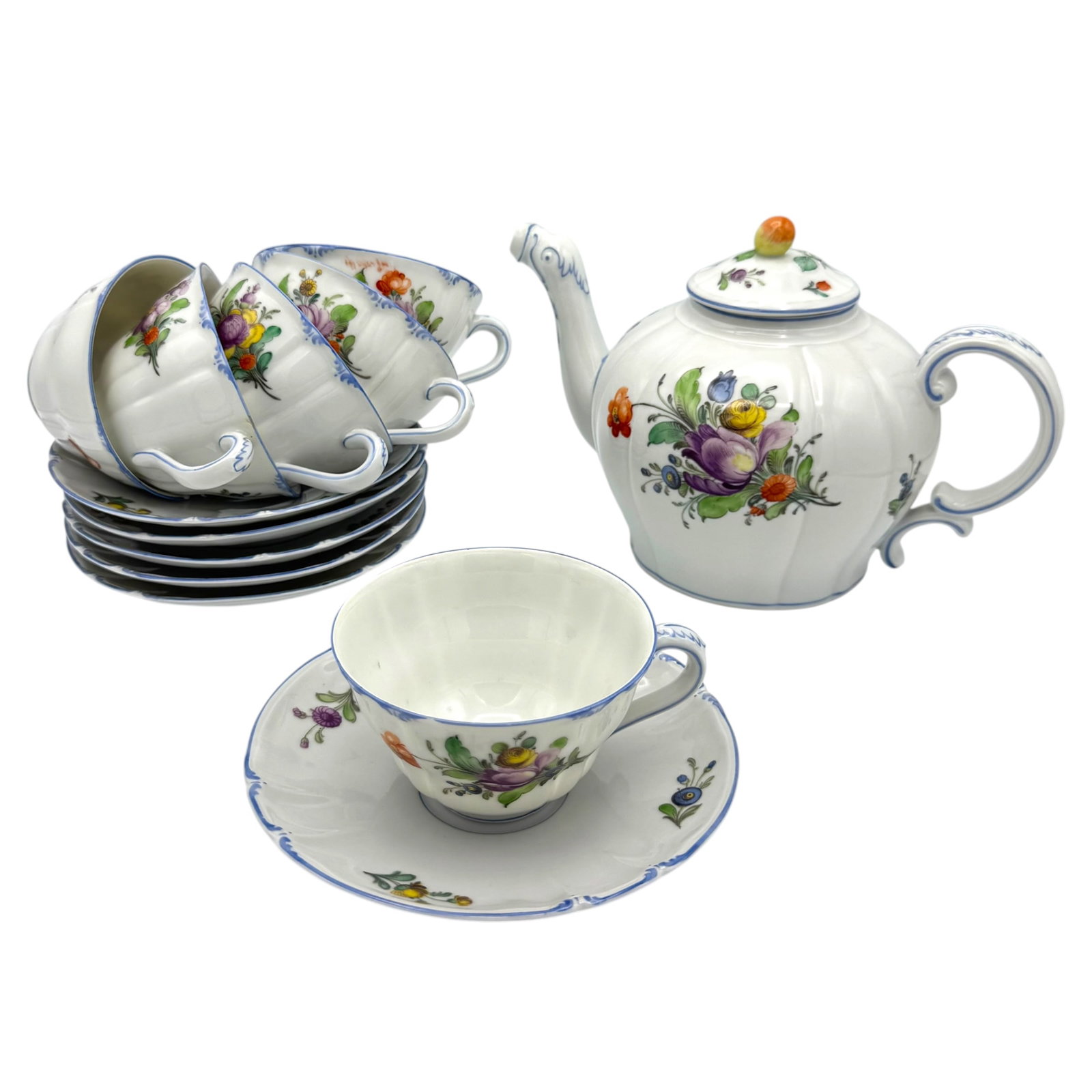 German Nymphenburg Floral Porcelain Tea Set (1 of 5)