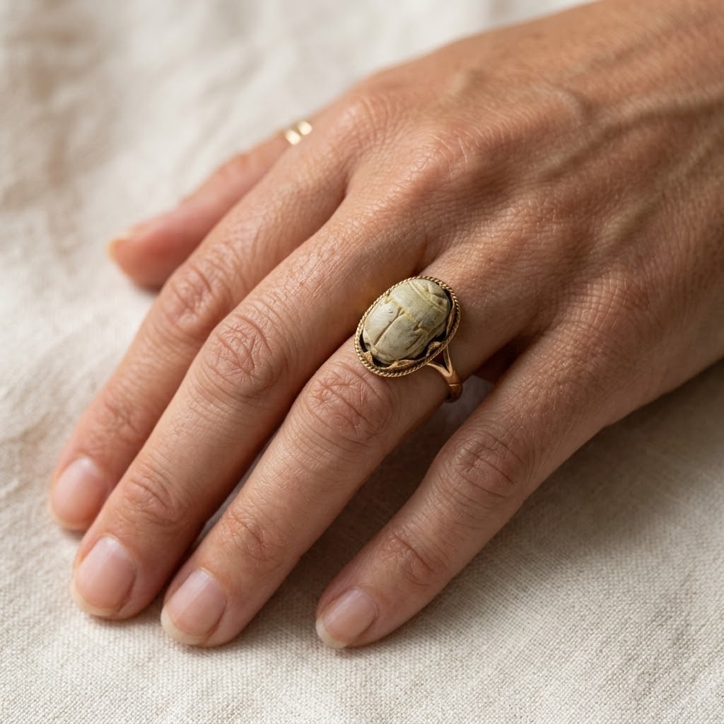 Scarab, 14k Yellow Gold Ring - 6