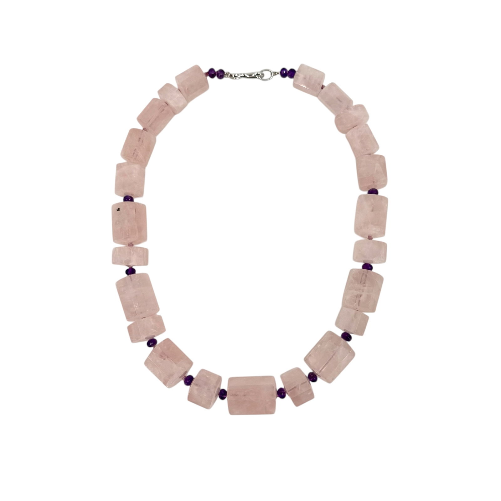 Rose Quartz, Amethyst Bead, Metal Necklace (1 of 1)
