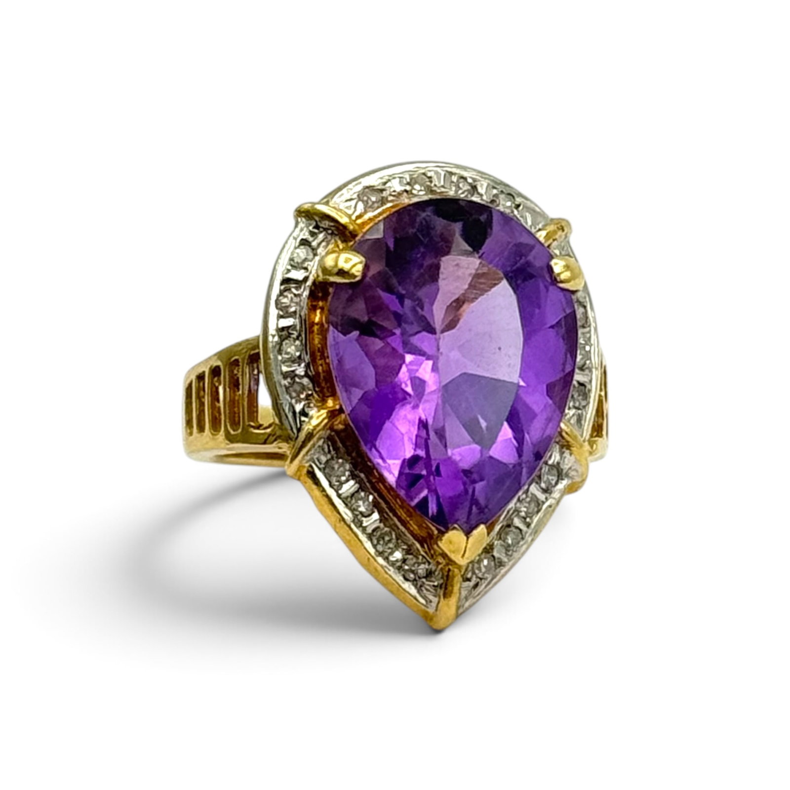 Amethyst, Diamond, 14k Yellow Gold Ring (1 of 6)