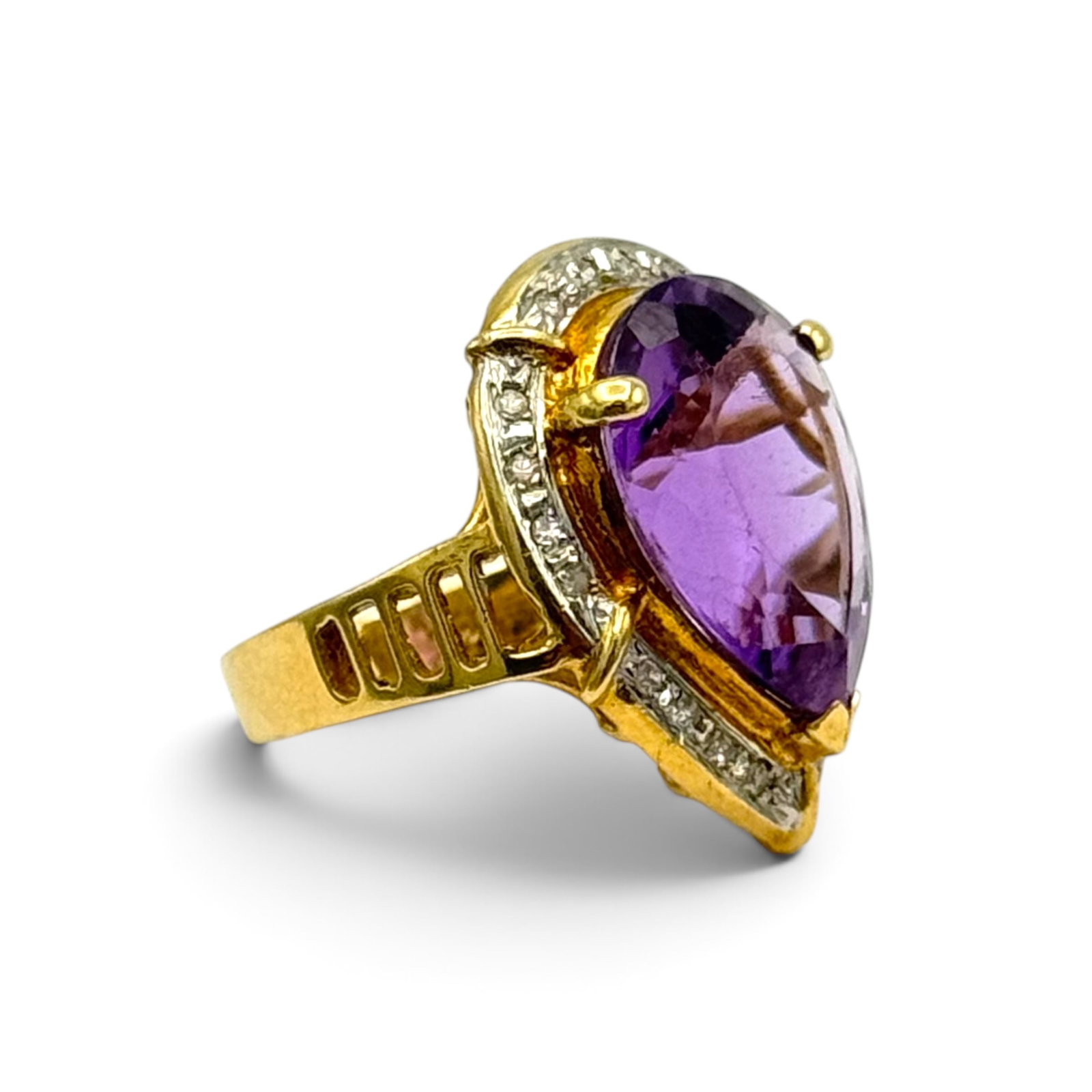 Amethyst, Diamond, 14k Yellow Gold Ring - 3