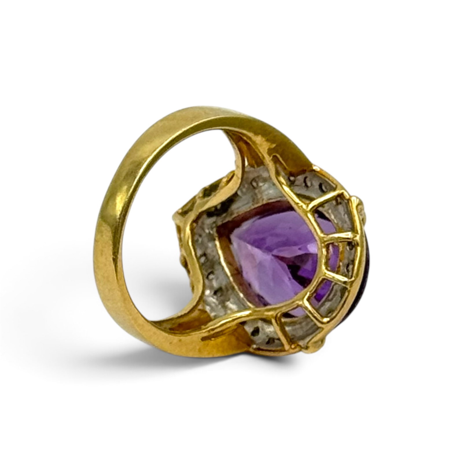 Amethyst, Diamond, 14k Yellow Gold Ring - 4