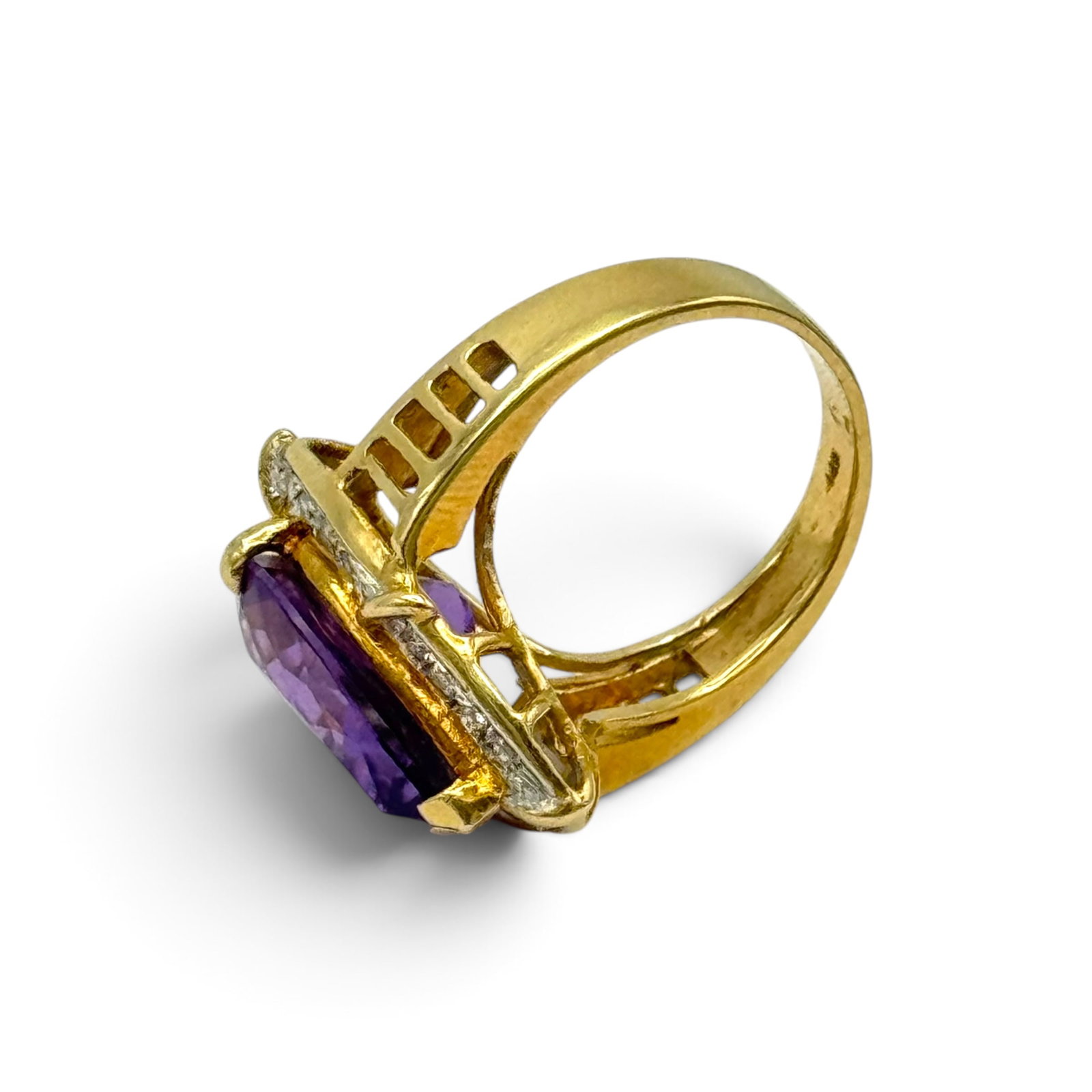 Amethyst, Diamond, 14k Yellow Gold Ring - 5