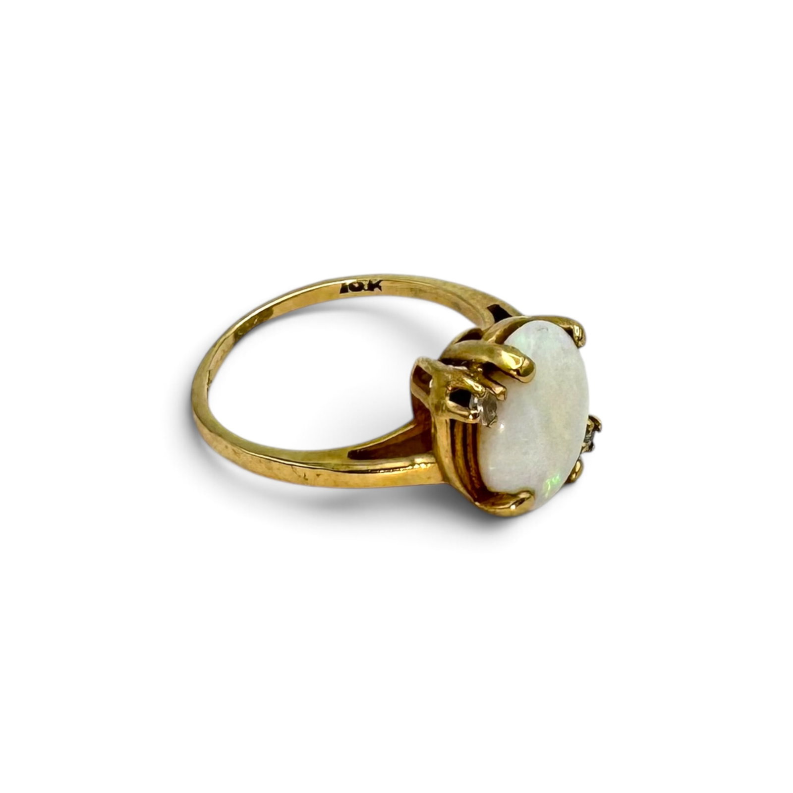 Opal, Diamond, 10k Yellow Gold Ring - 3