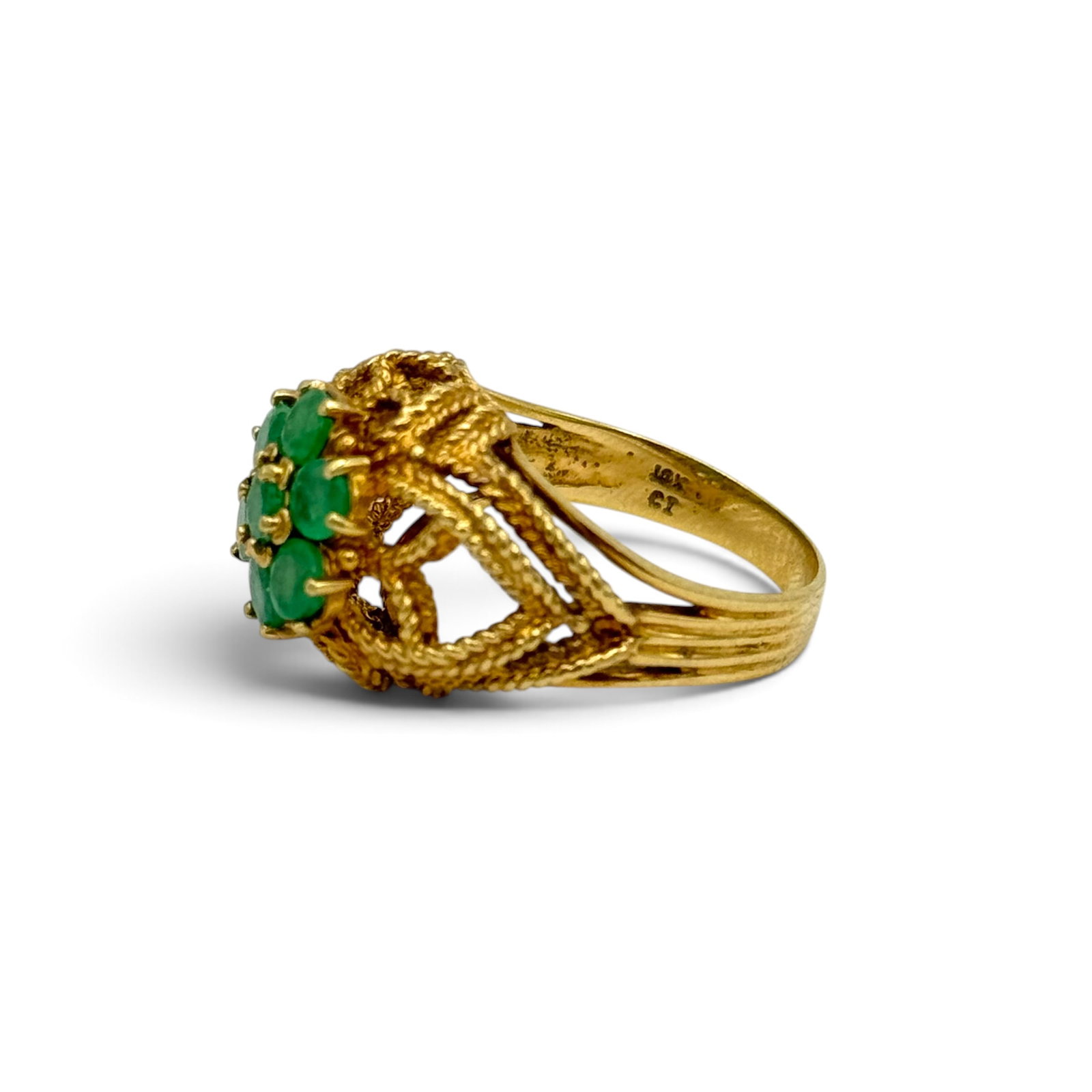Emerald, 10k Yellow Gold Ring - 6