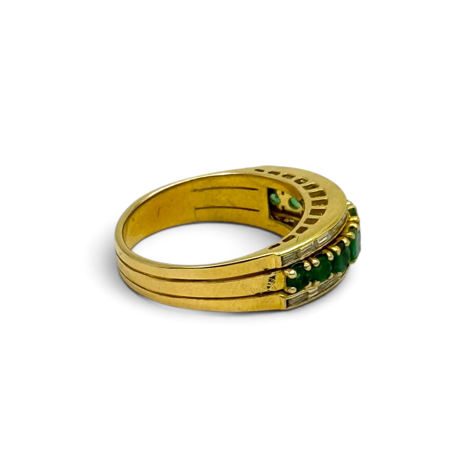 Emerald, Diamond, 18k Yellow Gold Ring - 2