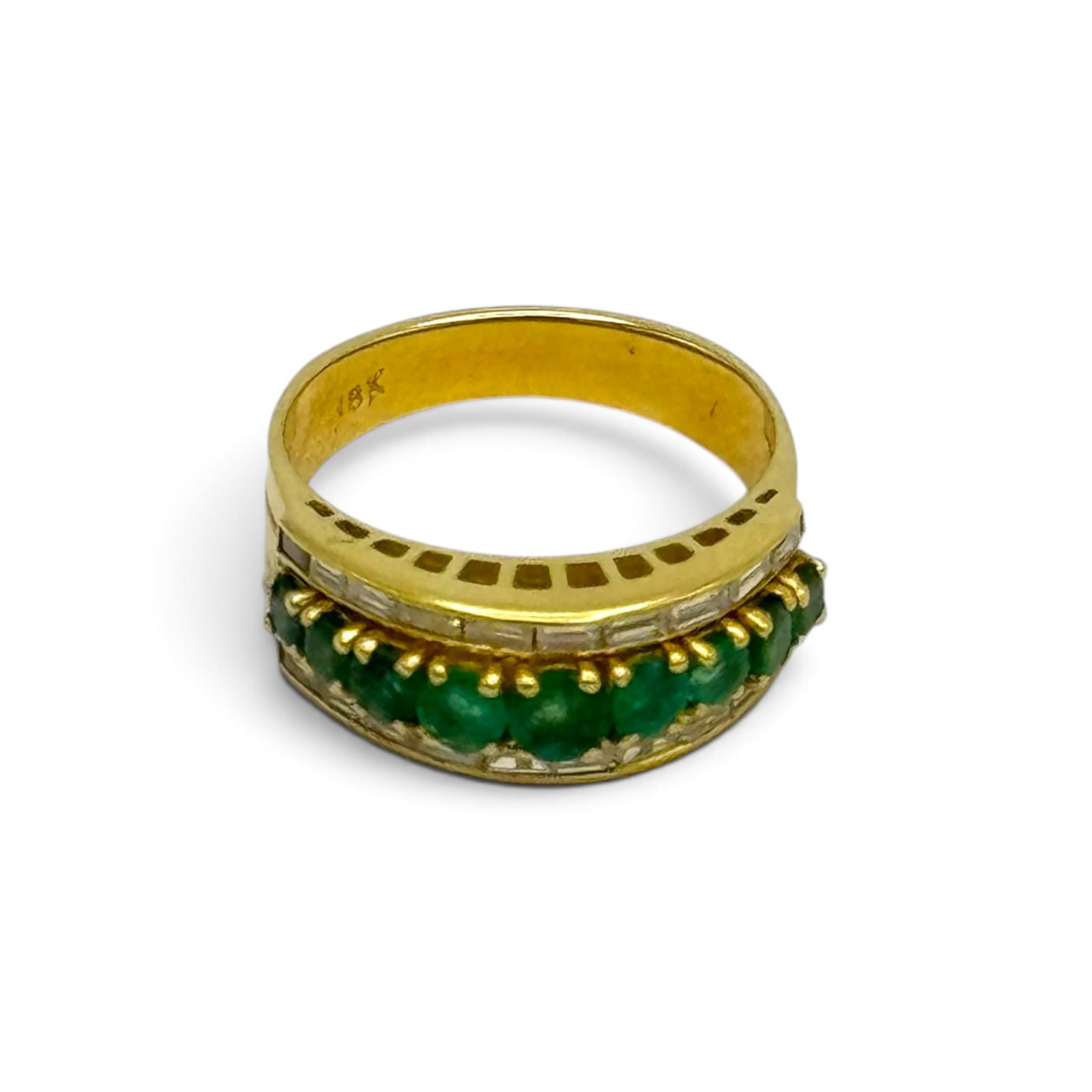 Emerald, Diamond, 18k Yellow Gold Ring - 3