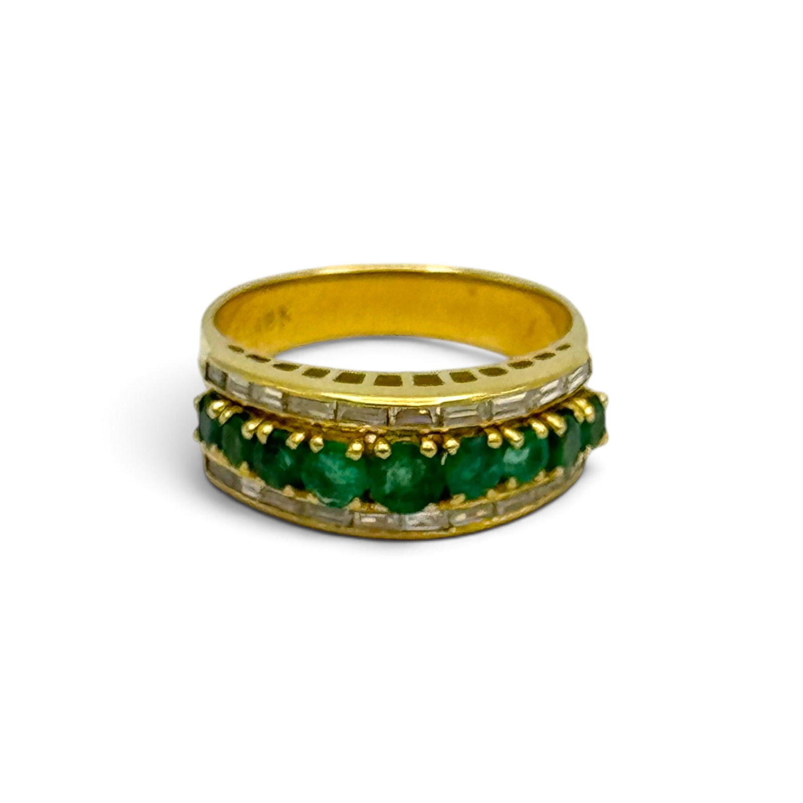 Emerald, Diamond, 18k Yellow Gold Ring - 4