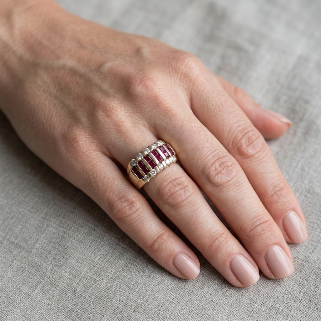 Ruby, Diamond, 14k Yellow Gold Ring - 6