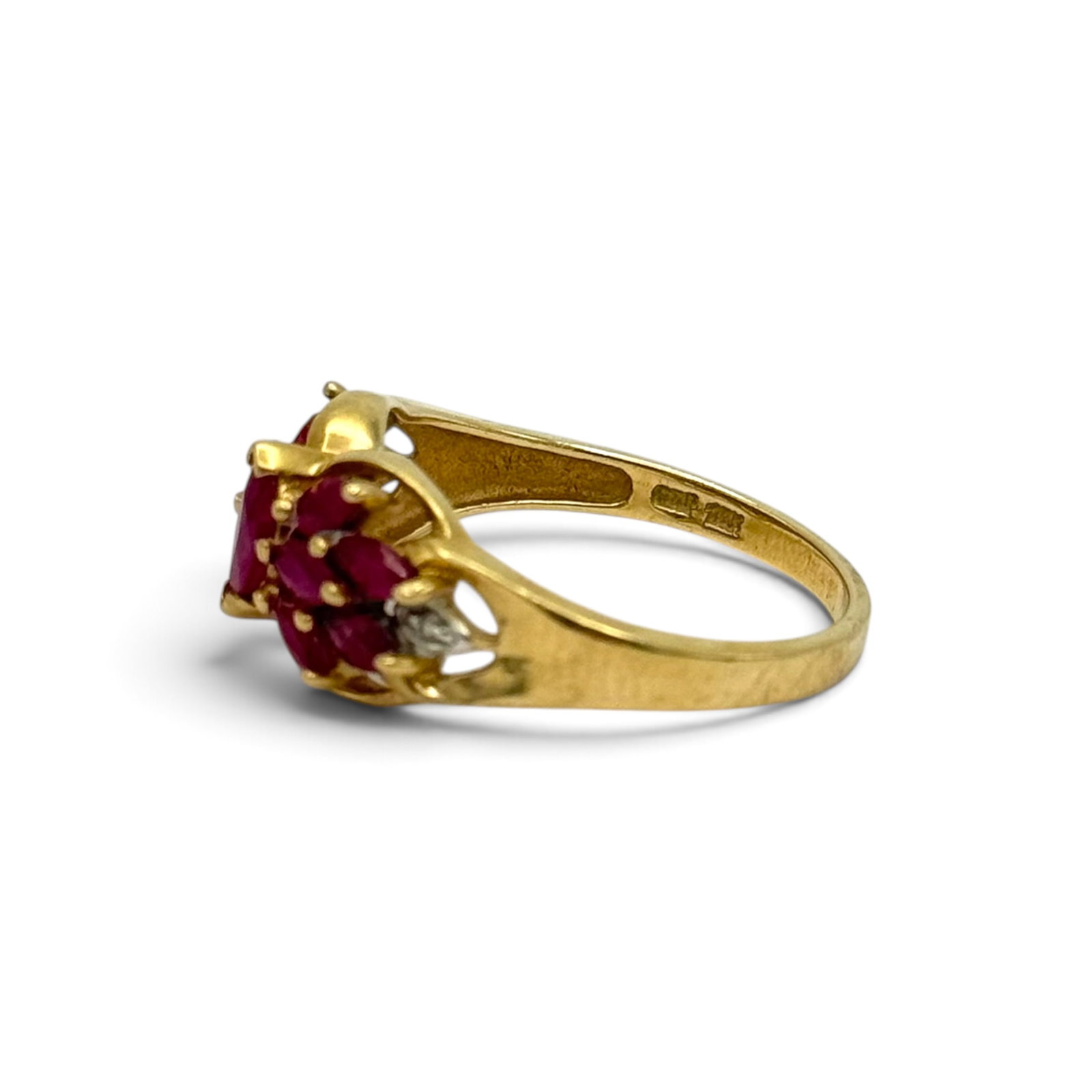 Ruby, Diamond, 10k Yellow Gold Ring - 2