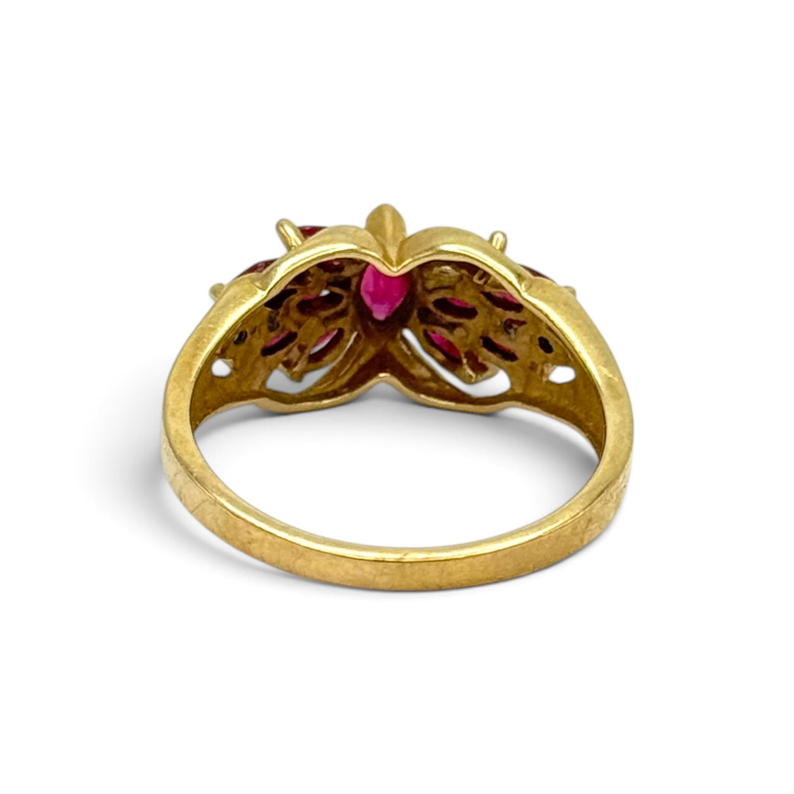 Ruby, Diamond, 10k Yellow Gold Ring - 3