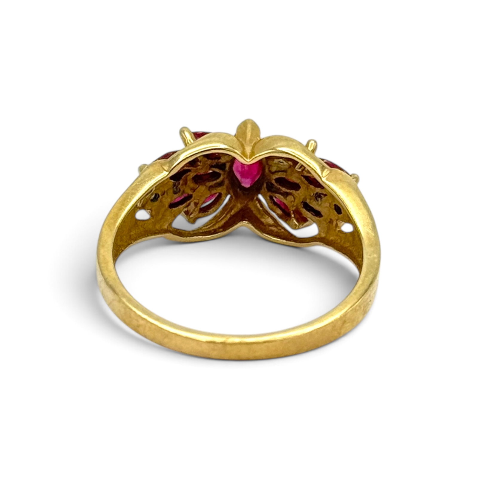 Ruby, Diamond, 10k Yellow Gold Ring - 6