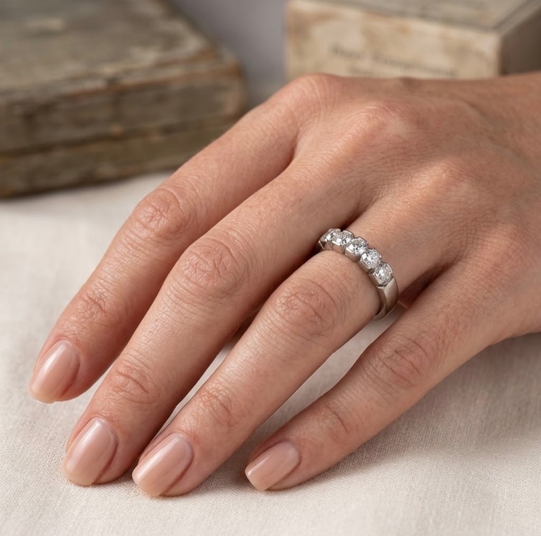 Diamond, 14k White Gold Ring - 5