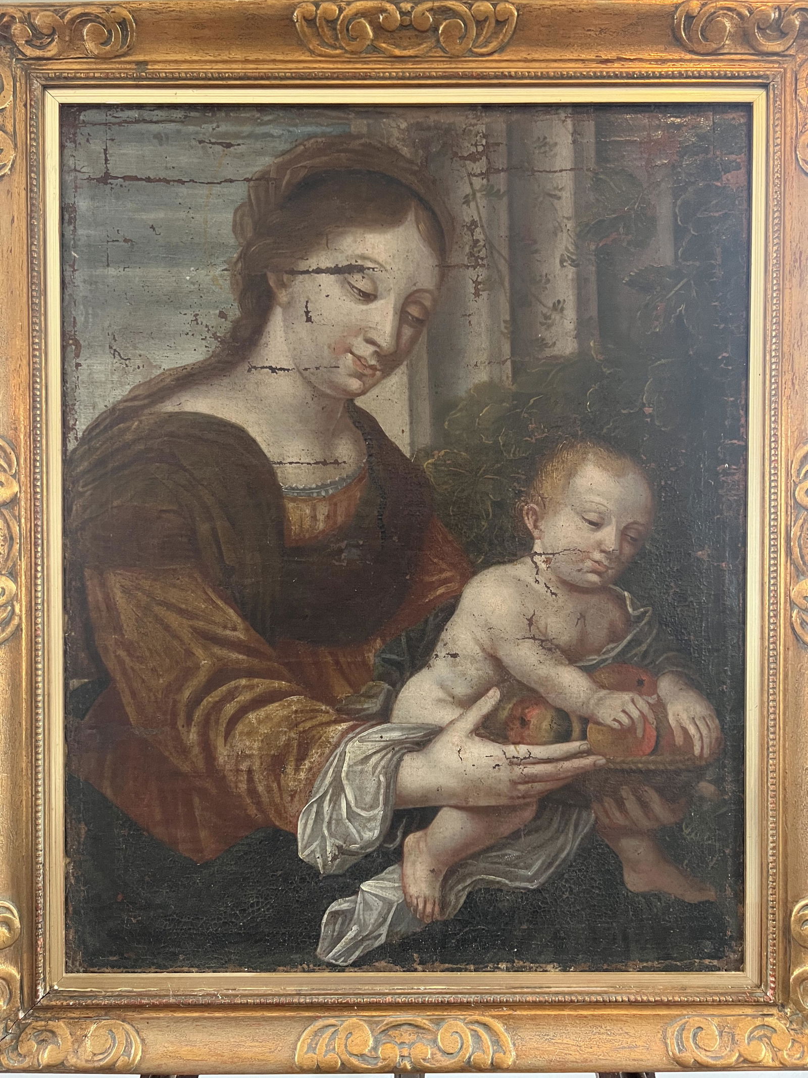 Old Masters School Woman and Child Oil on Canvas (1 of 6)
