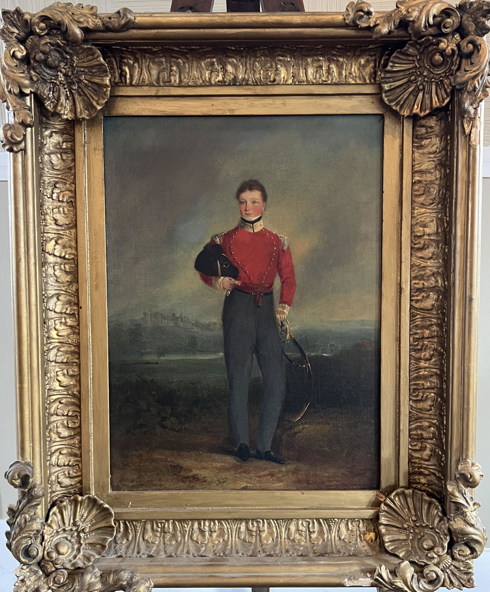 Portrait of a Soldier Oil on Canvas with Ornate Gilded Frame (1 of 7)