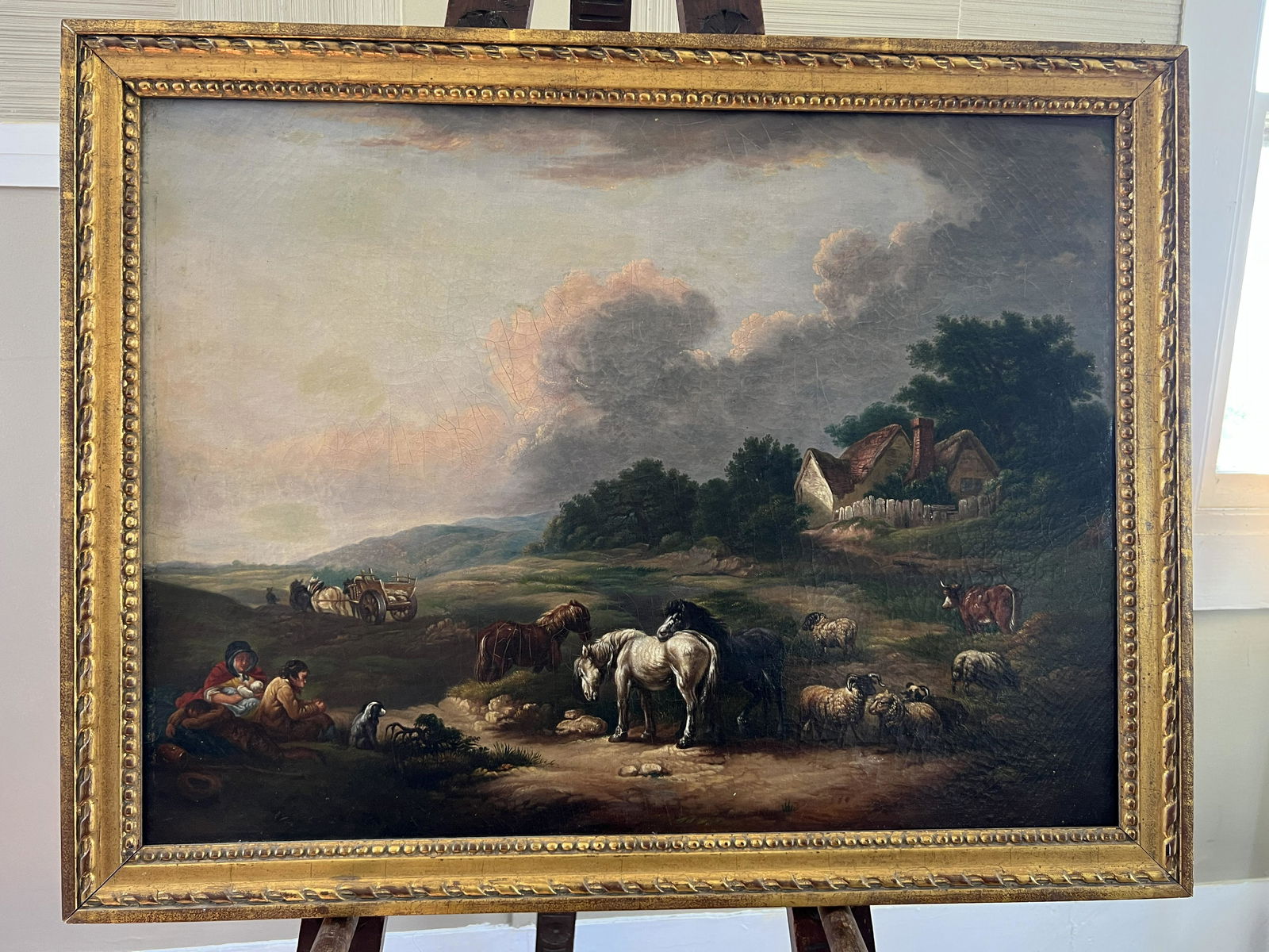 Old Masters School Farmland Scene Oil on Canvas (1 of 5)