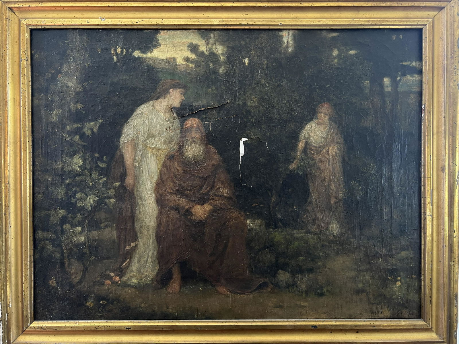 E. V. Hart Man and Women Scene Oil on Canvas (1 of 5)