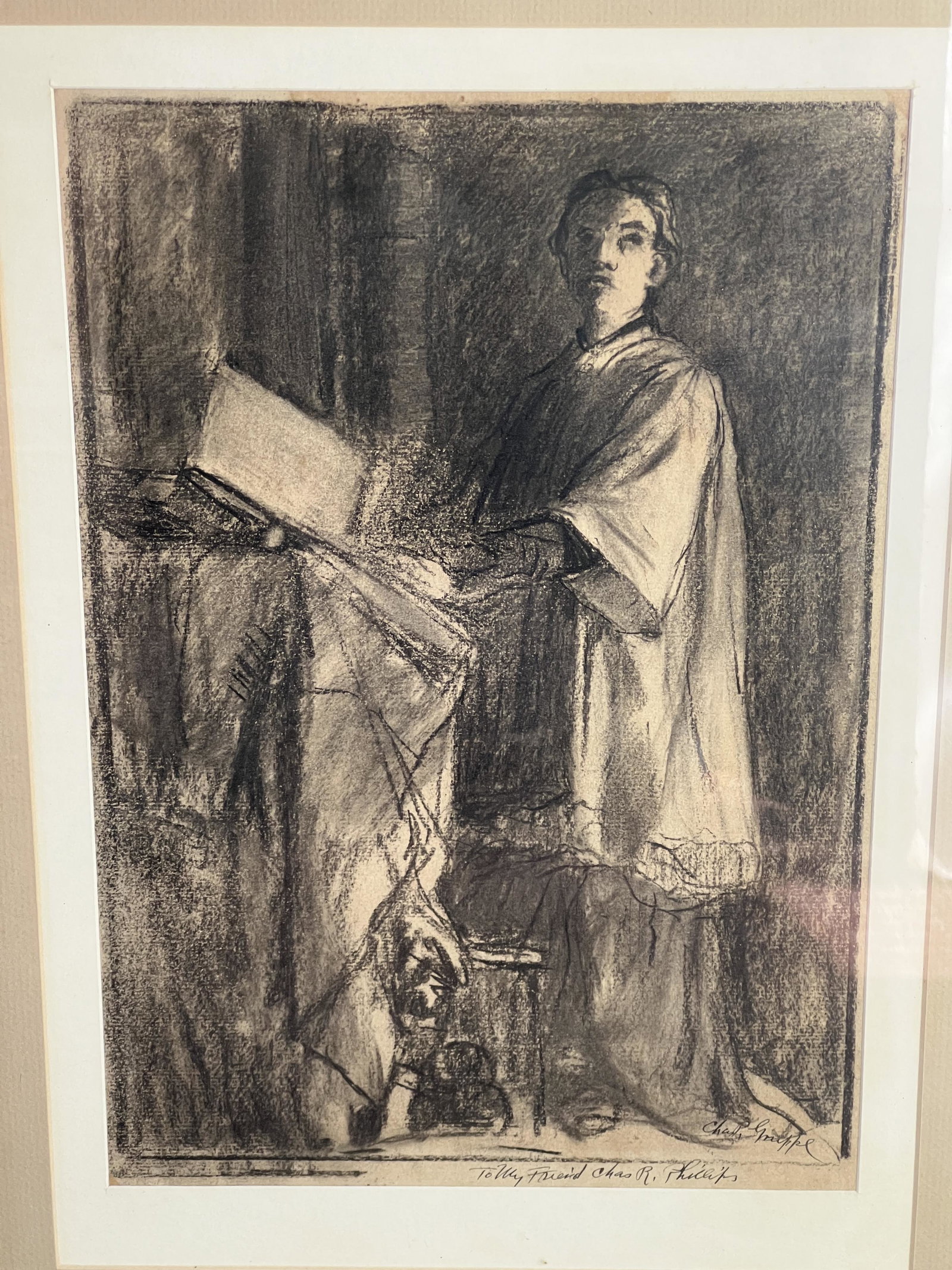 Charles Paul Gruppe Altarboy Charcoal: 15" x 10"