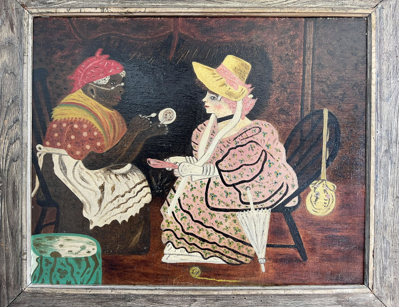 Lois Dixon Folk Art Americana 1948 Oil on Board (1 of 6)