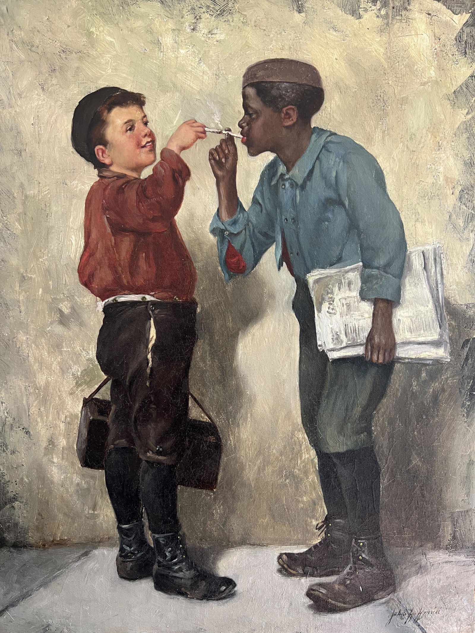 John Henrici Two Boys Oil on Canvas (1 of 6)
