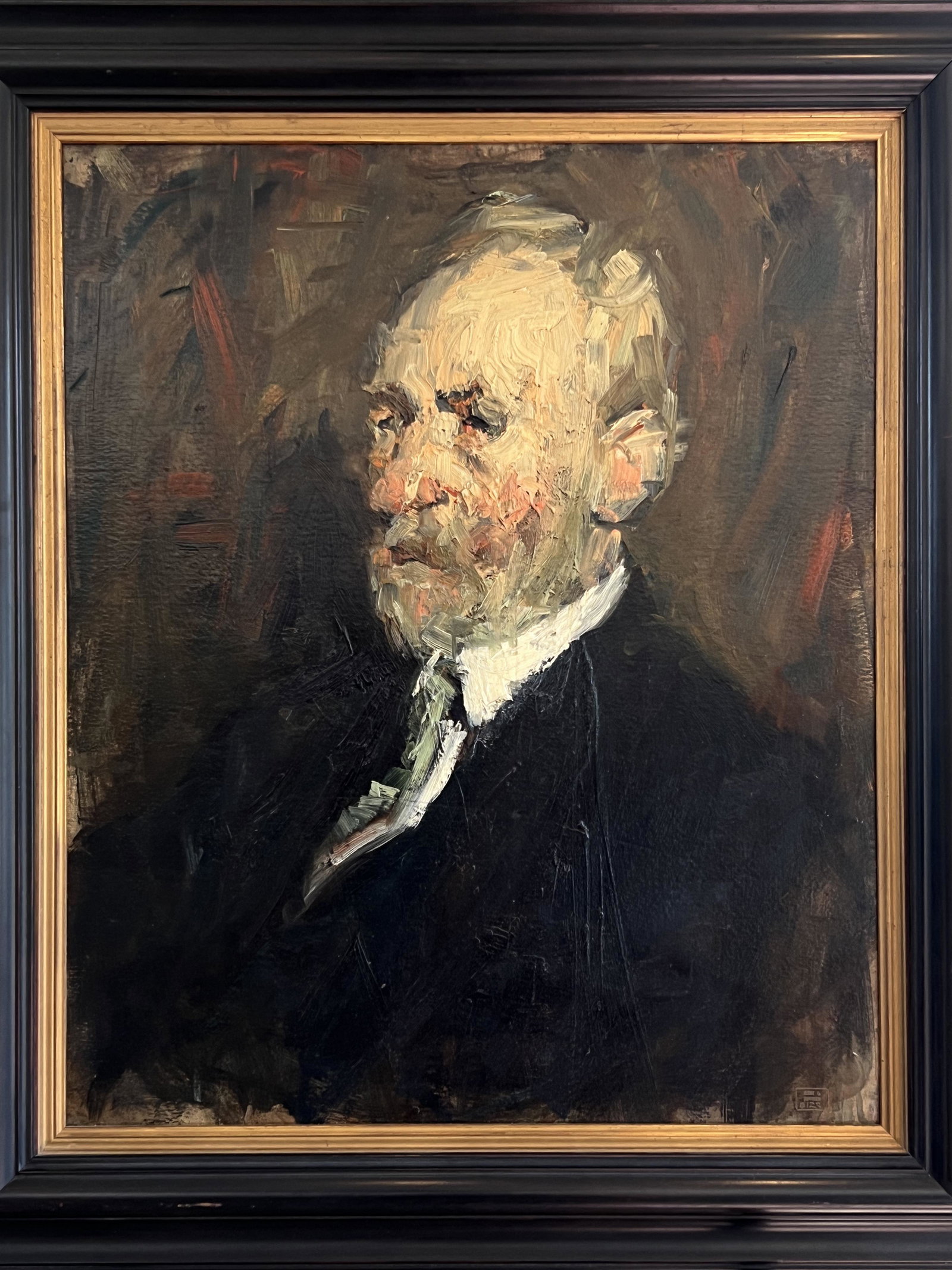 Jesse E. Deviney Impressionist Portrait of a Man Oil on Board: 23" x 19"