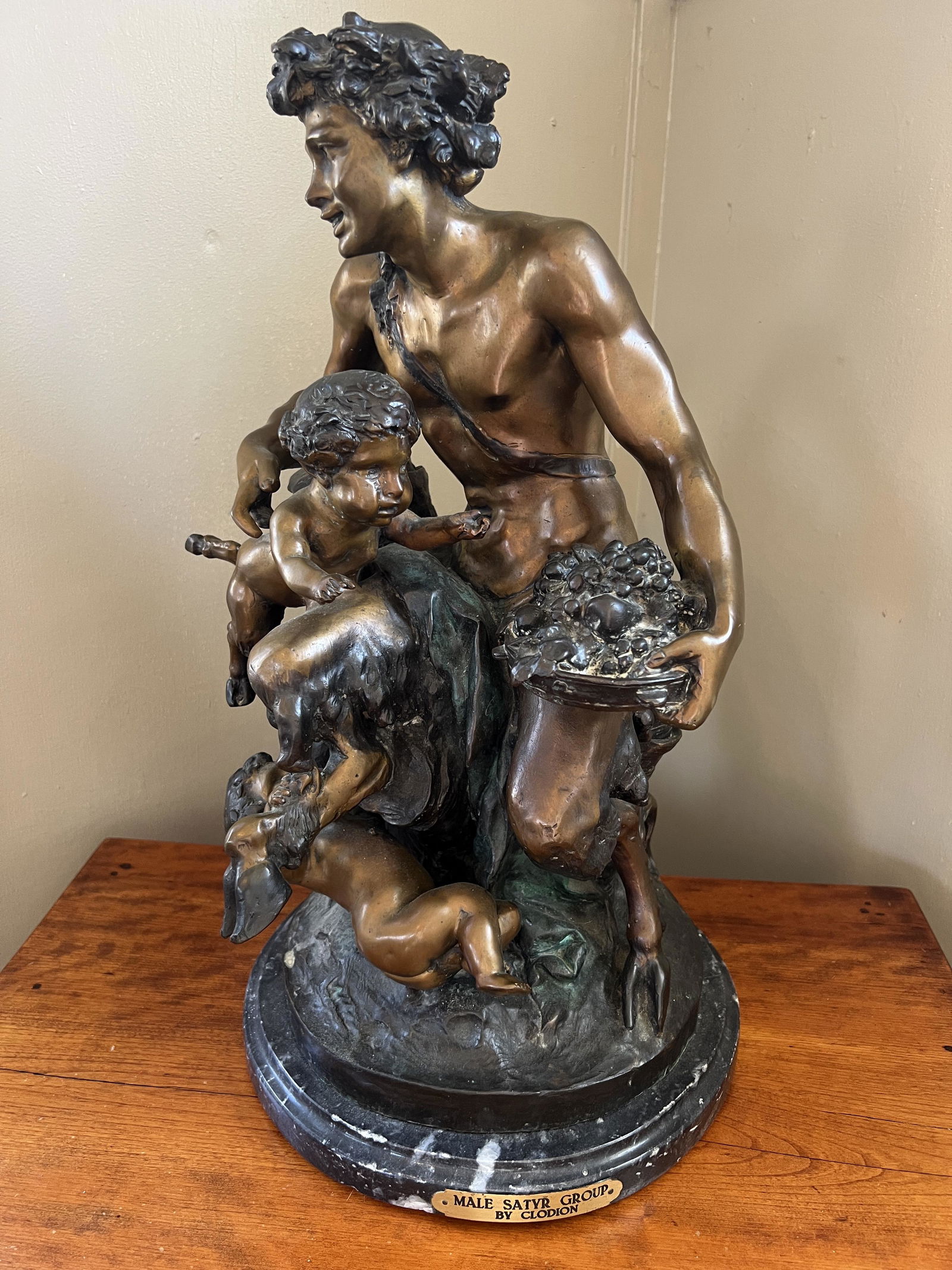 Clodion Male Satyr Group Bronze Sculpture (1 of 10)