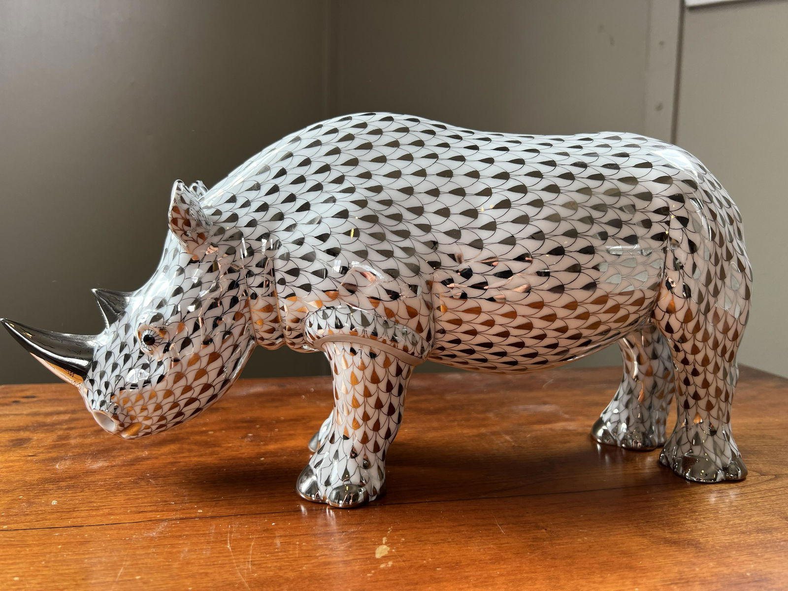 Herend Hungarian Porcelain Hand-Painted Rhinoceros (1 of 7)