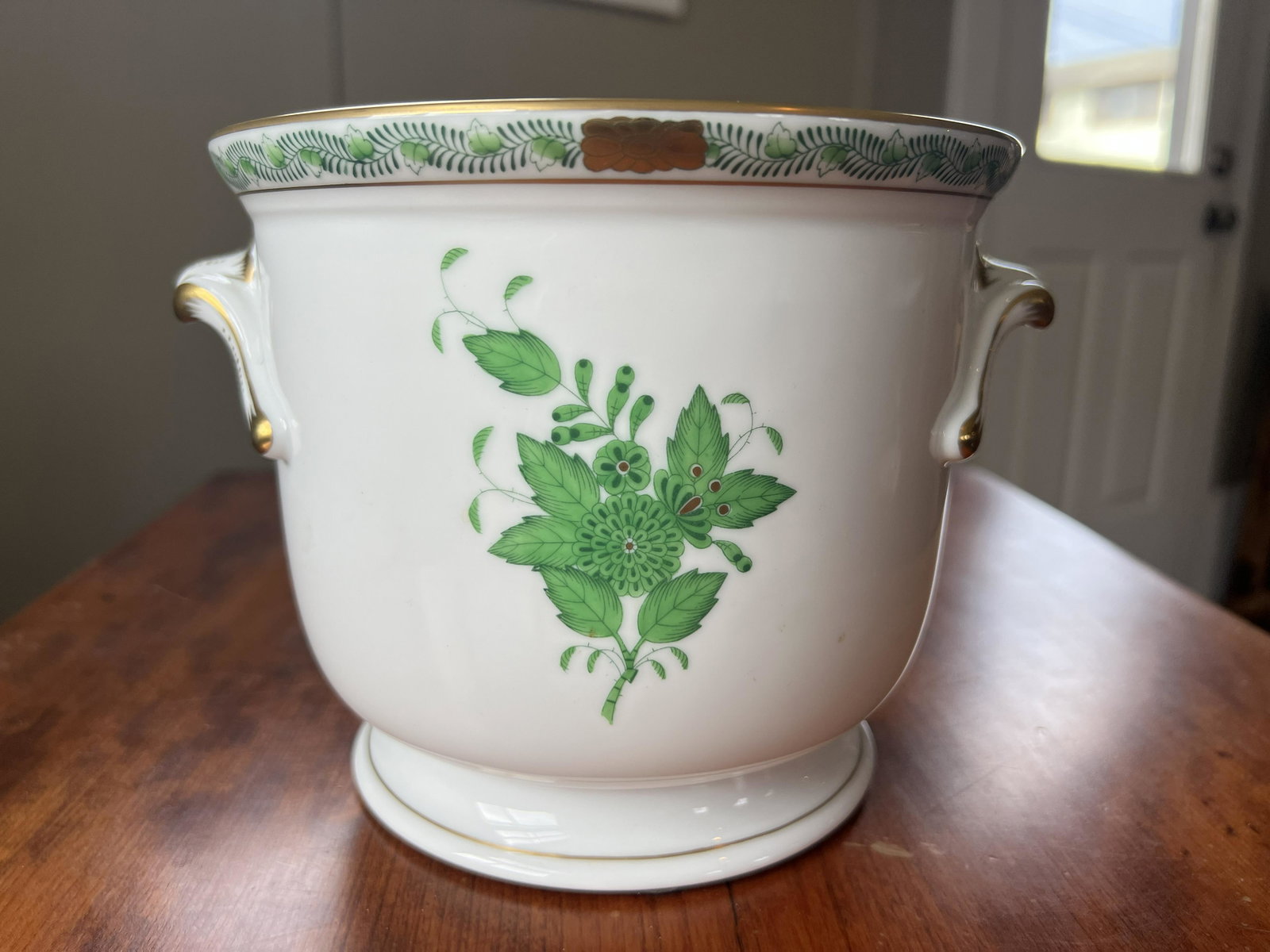 Herend Hungarian Porcelain Hand-Painted Ice Bowl: 5.75 tall, 6.75" diameter. No chips or cracks.
