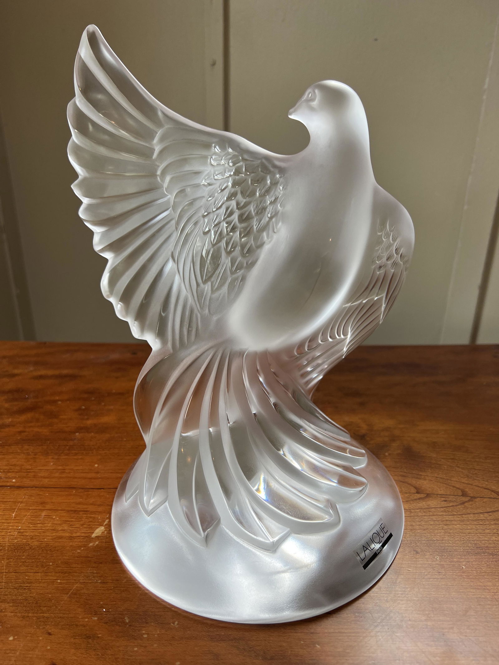 Lalique Paris Clear and Frosted Glass Dove Sculpture (1 of 8)