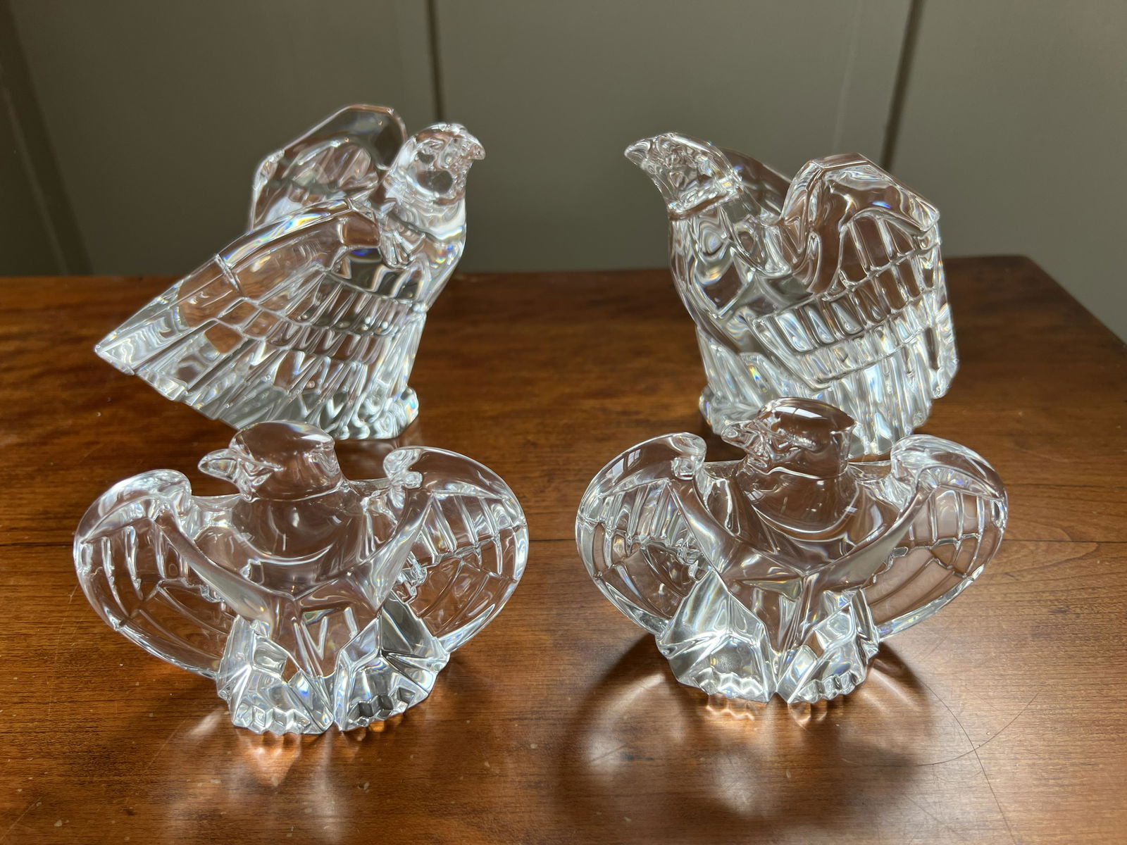 Pair of Steuben Pollard Eagle Sculptures and Pair of Steuben Eagle Paperweights (1 of 12)