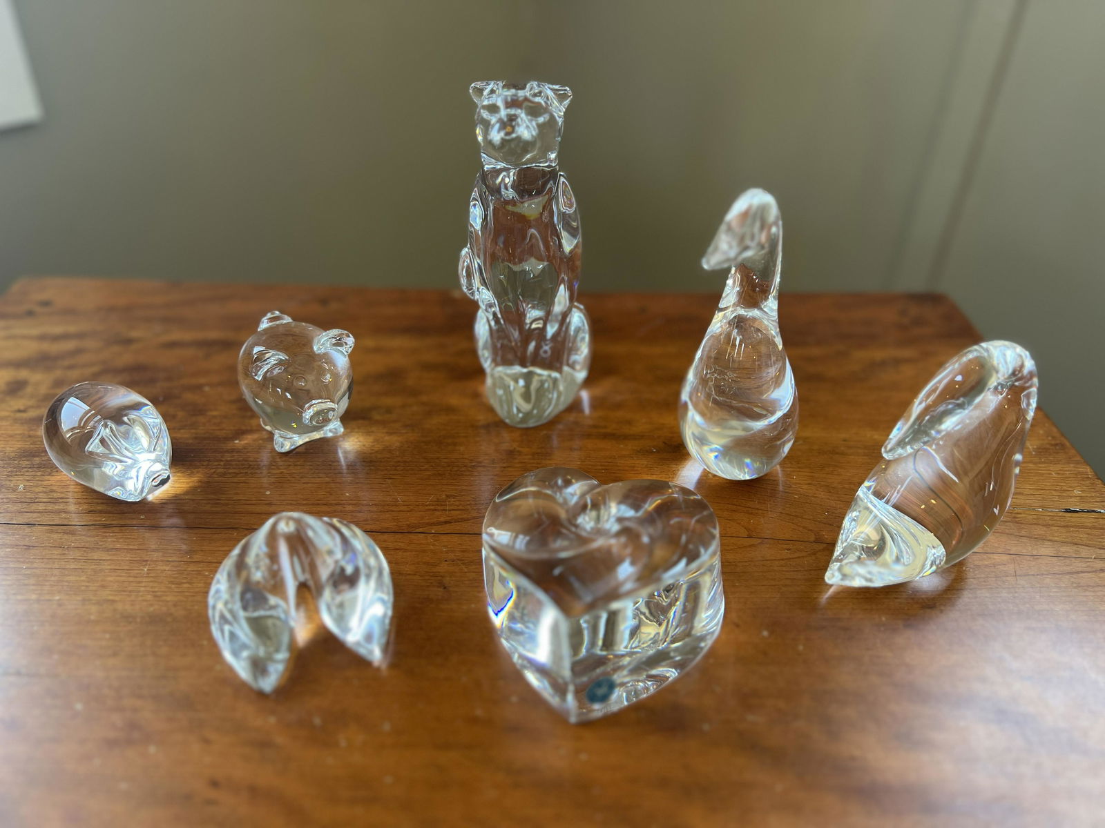 6 Steuben Crystal Figurines and 1 Baccarat Crystal Pig Figurine (1 of 19)