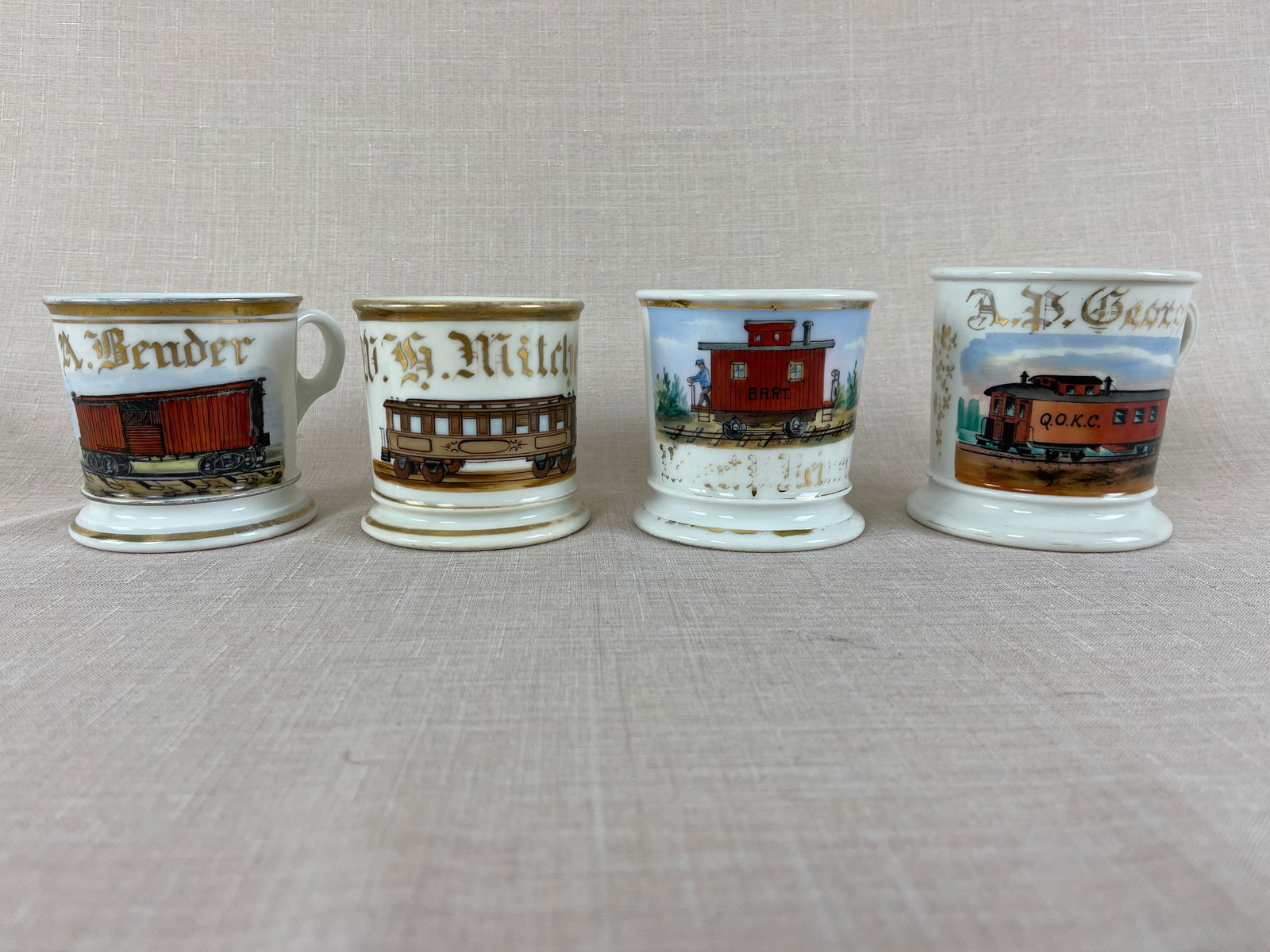 Train Car Porcelain Occupational Shaving Mugs (1 of 17)