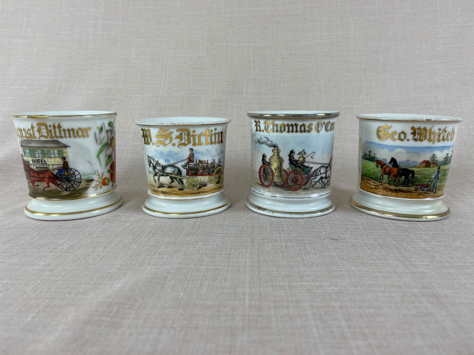 Horse-drawn Porcelain Occupational Shaving Mugs (1 of 17)