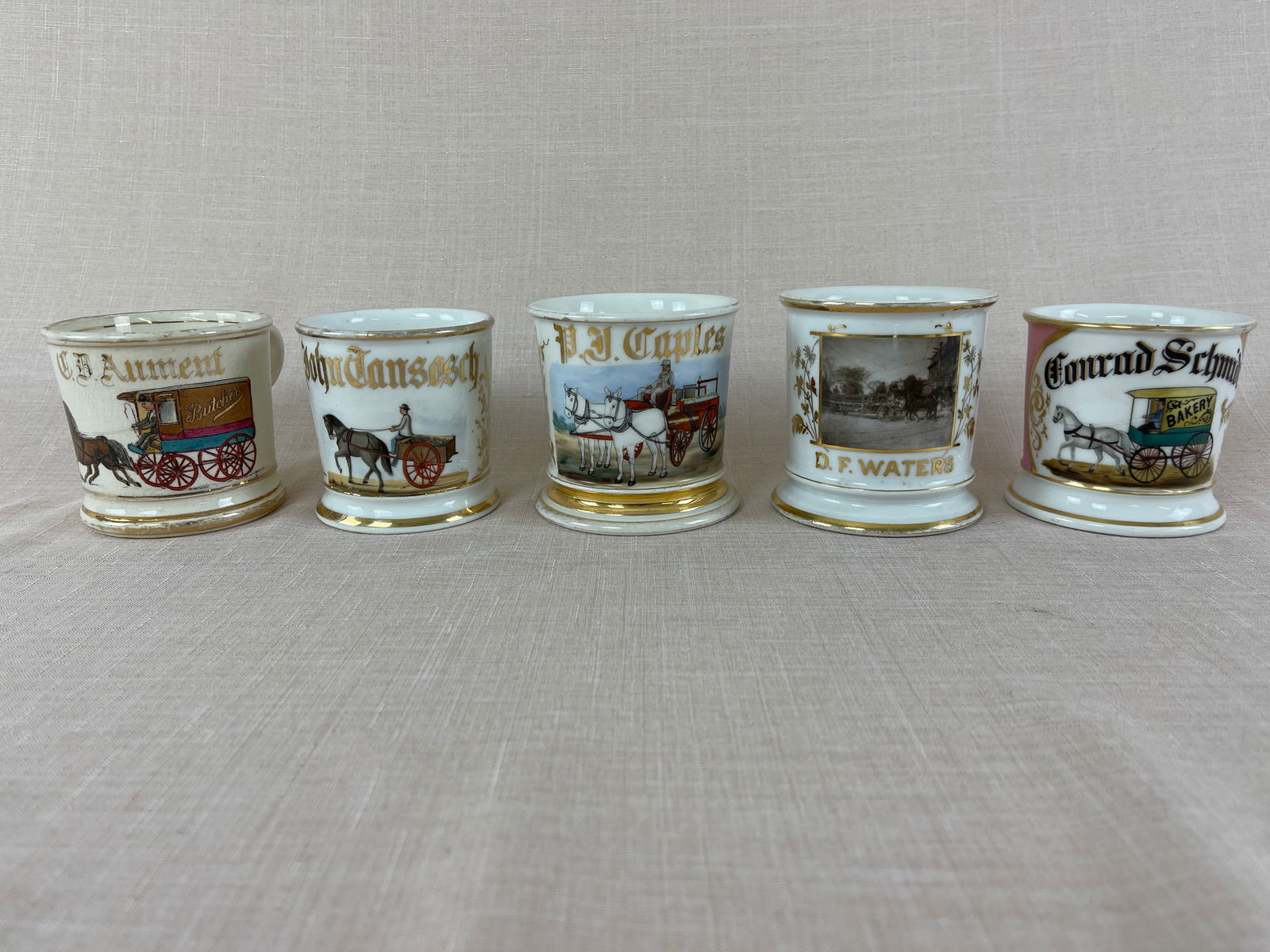 Horse-drawn Porcelain Occupational Shaving Mugs (1 of 20)