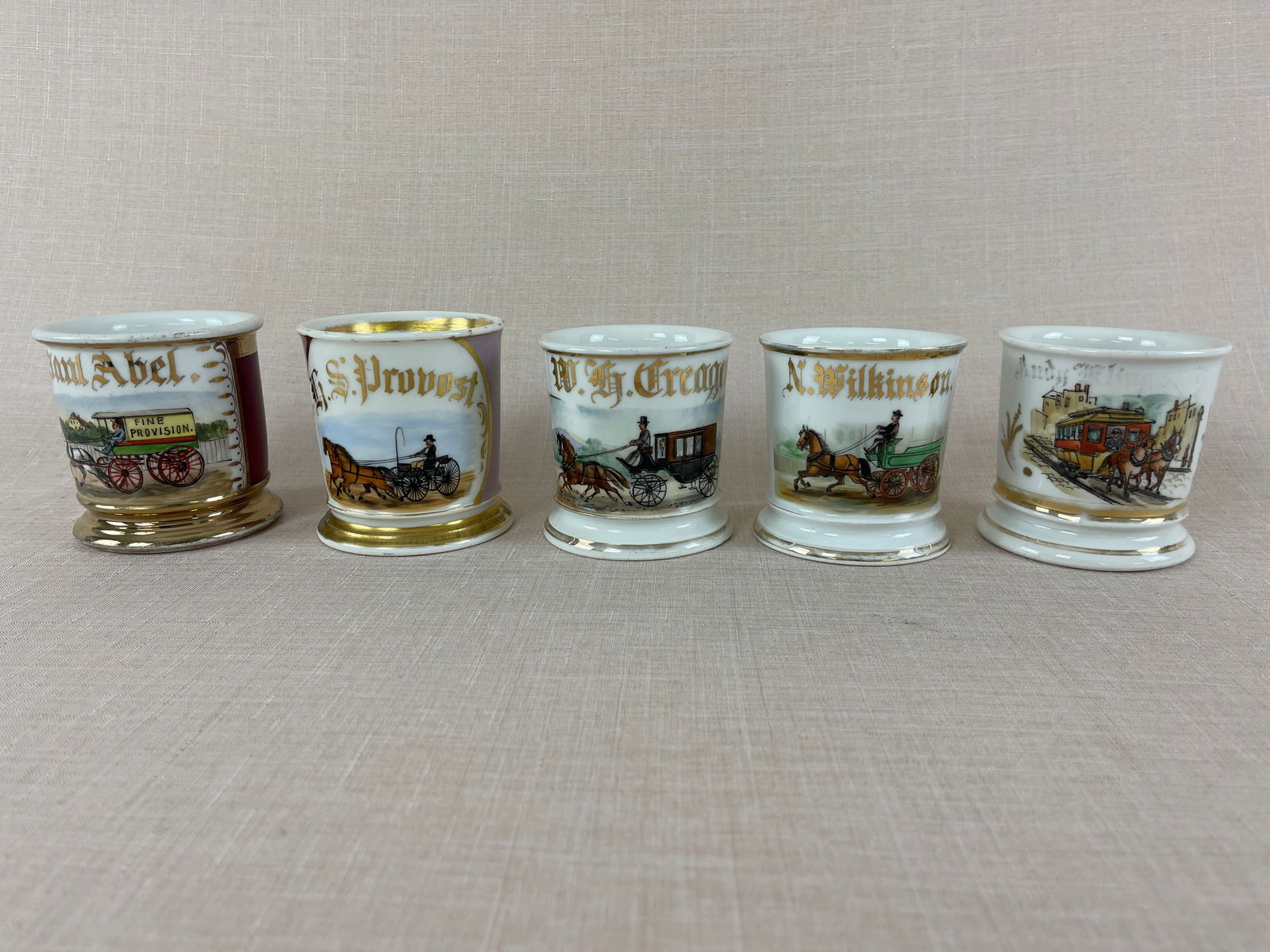 Horse-drawn Porcelain Occupational Shaving Mugs (1 of 20)