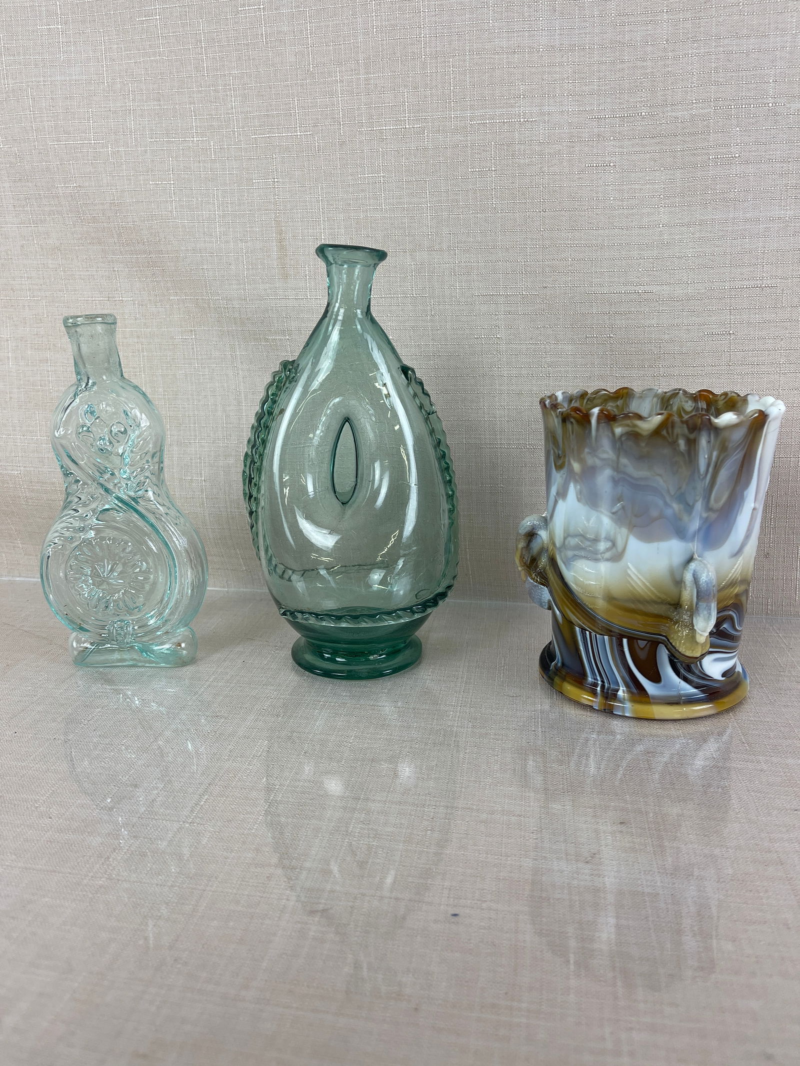 Early Hand-Blown Bottles and Agate Glass Cup (1 of 14)