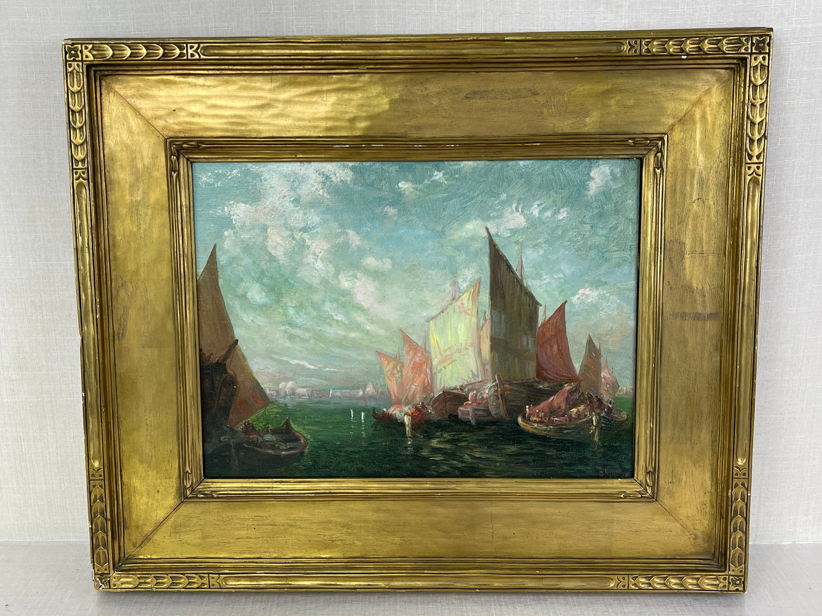 Late Period Muller "Ship Scene", Oil on Board (1 of 9)