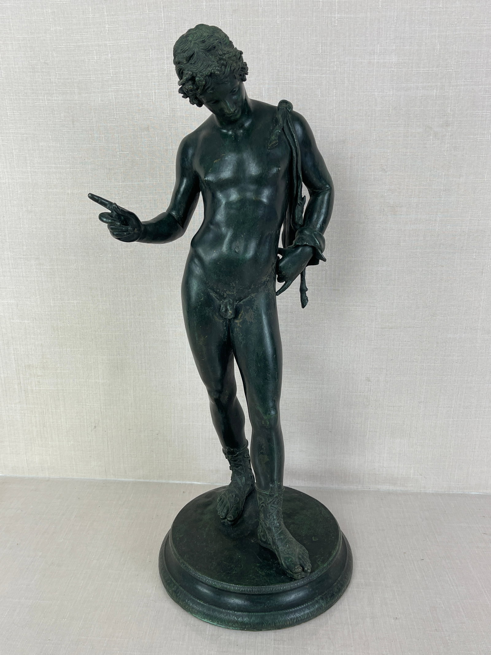 Late 19th Century "Narcissus" Bronze Sculpture: Hallmarked on base. Ht: 25.5"