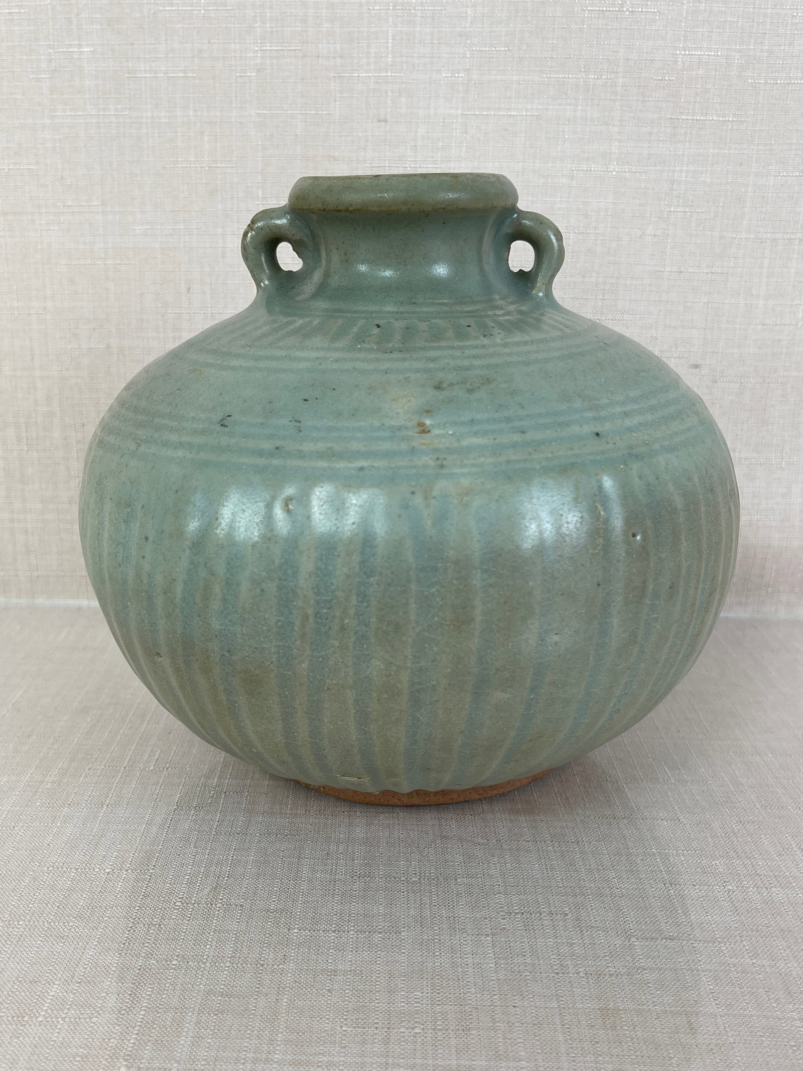 14th Century Sawankhalok Pottery Jar: Good condition, no chips or cracks. Ht: 6.5"