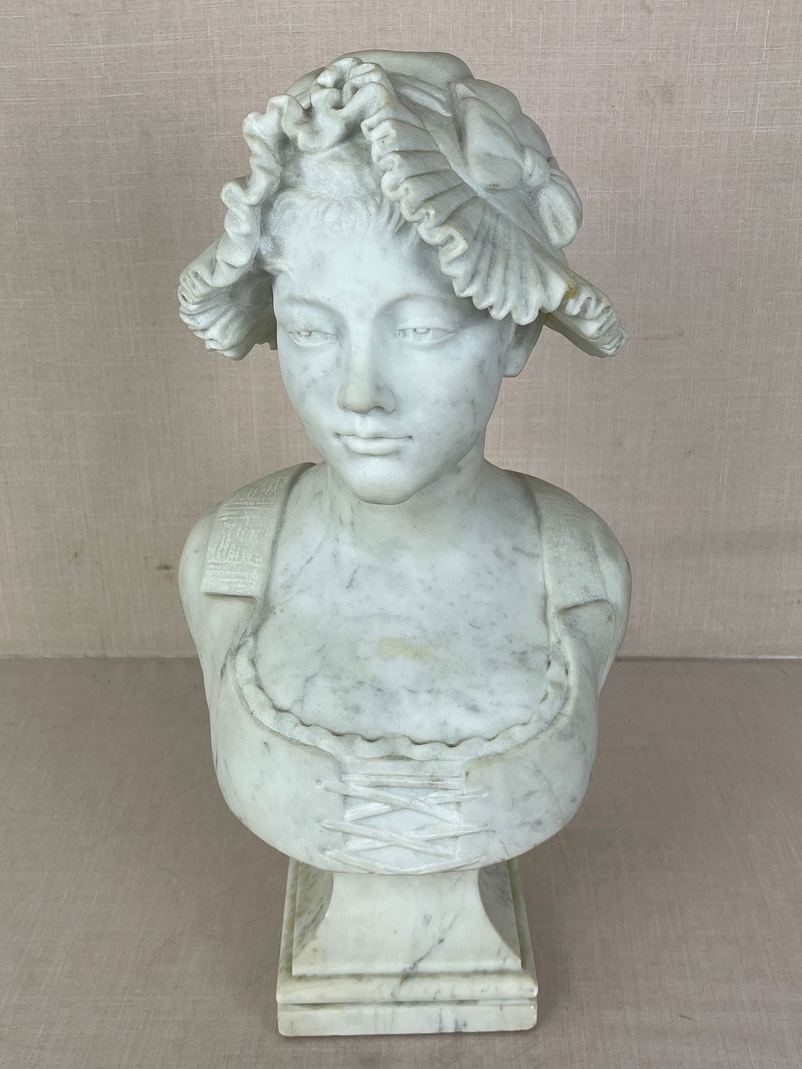 Signed Marble Bust of a Young Woman (1 of 8)