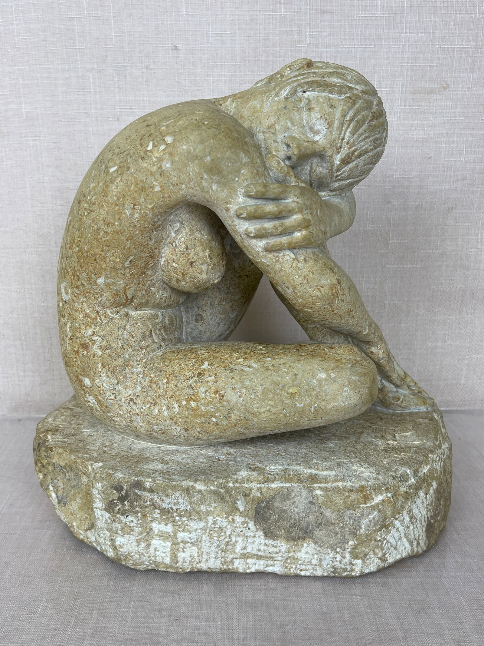 Modernist H. E. Davis Stone Sculpture of a Woman (1 of 6)